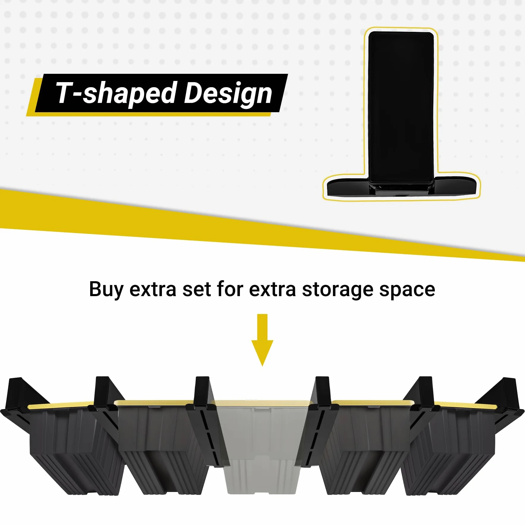 Rack portaoggetti da soffitto per garage a 5 contenitori, resistente, verniciato a polvere, per garage, capannoni, magazzini (6 pezzi, per 5 bidoni)