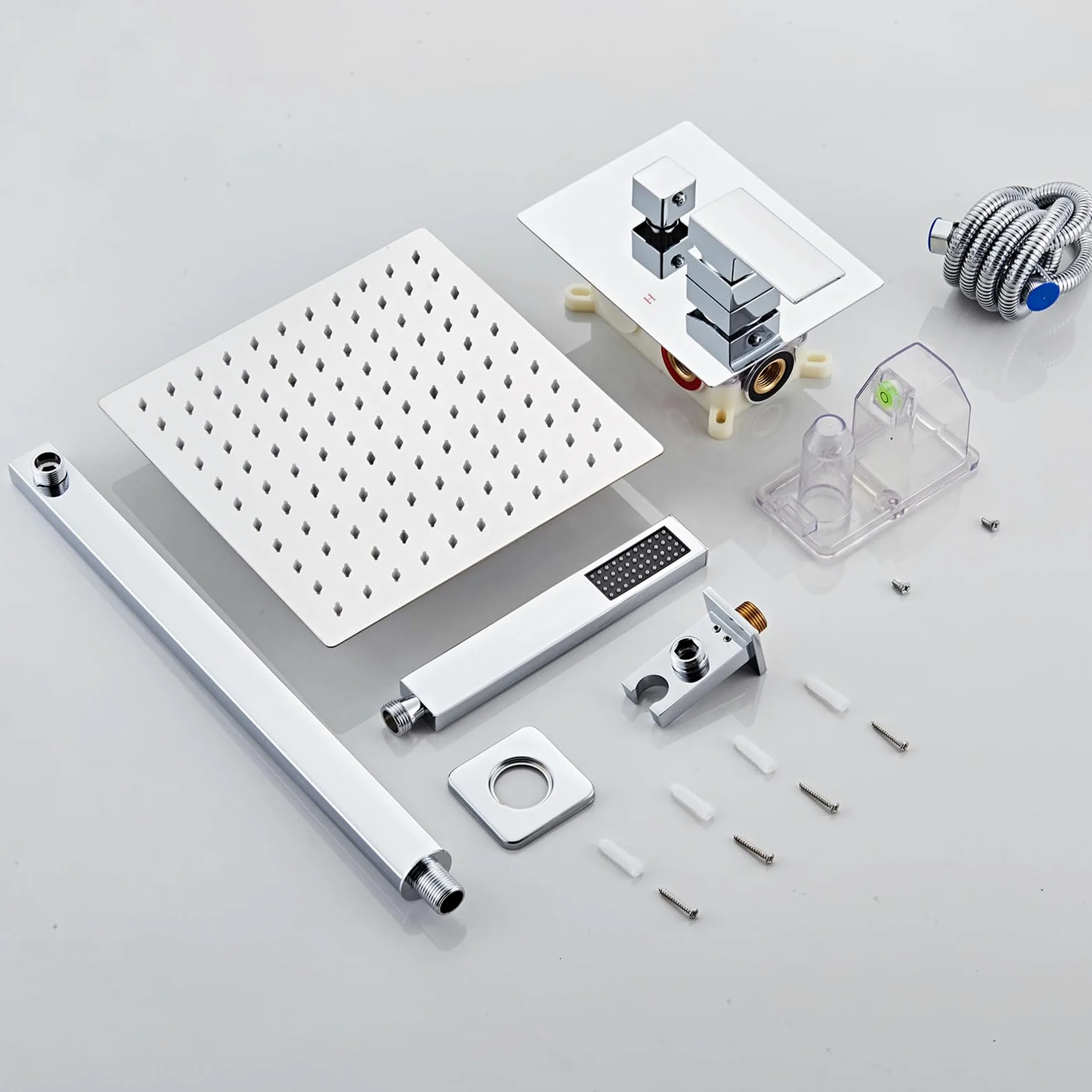 SaniteModar Set Doccia Incasso Cromo, Miscelatore Doccia Incasso con 25x25cm Soffione, kit Doccia Incasso con Doccetta