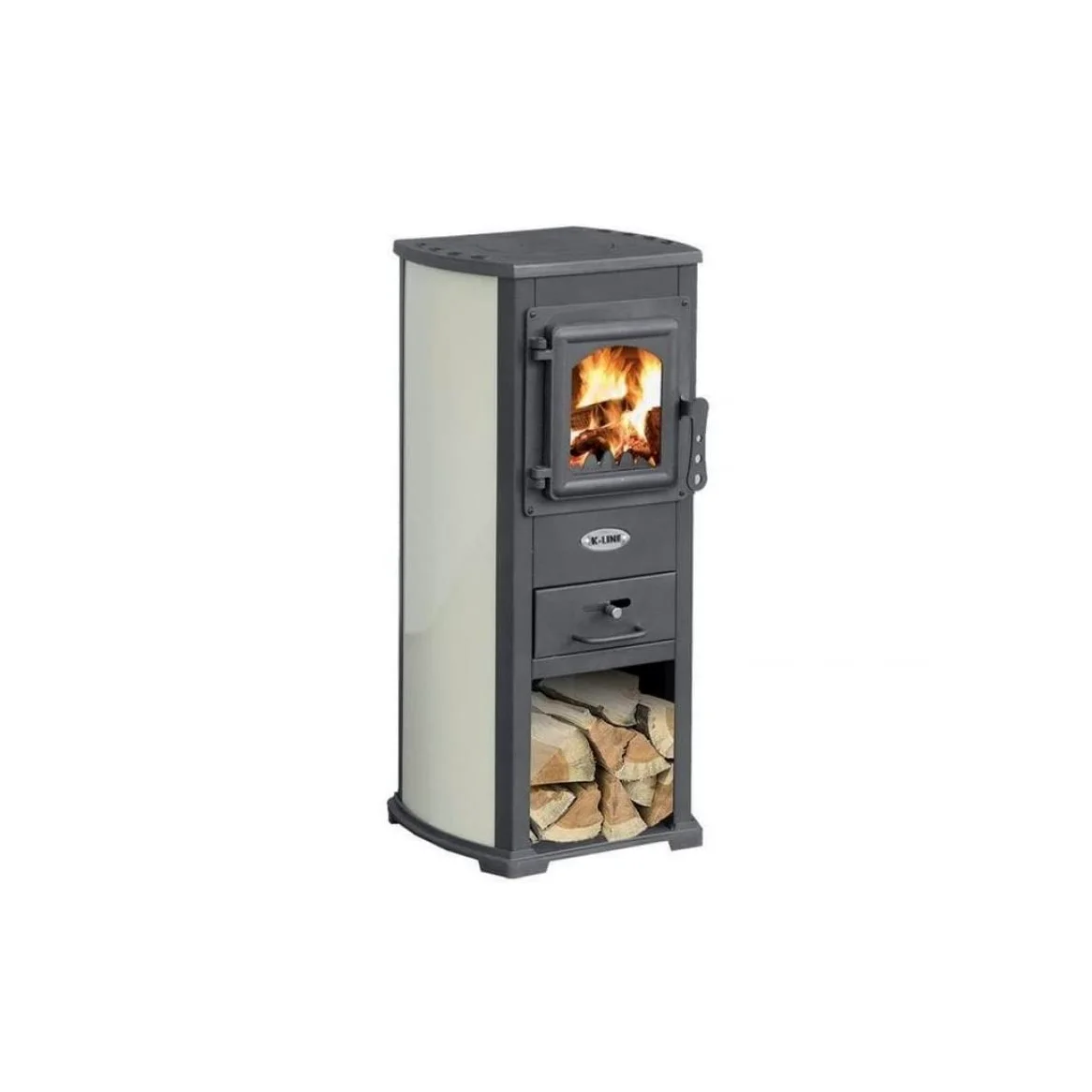 STUFA KARMA BEIGE POTENZA 7KW VOLUME RISCALDABILE 140MC.