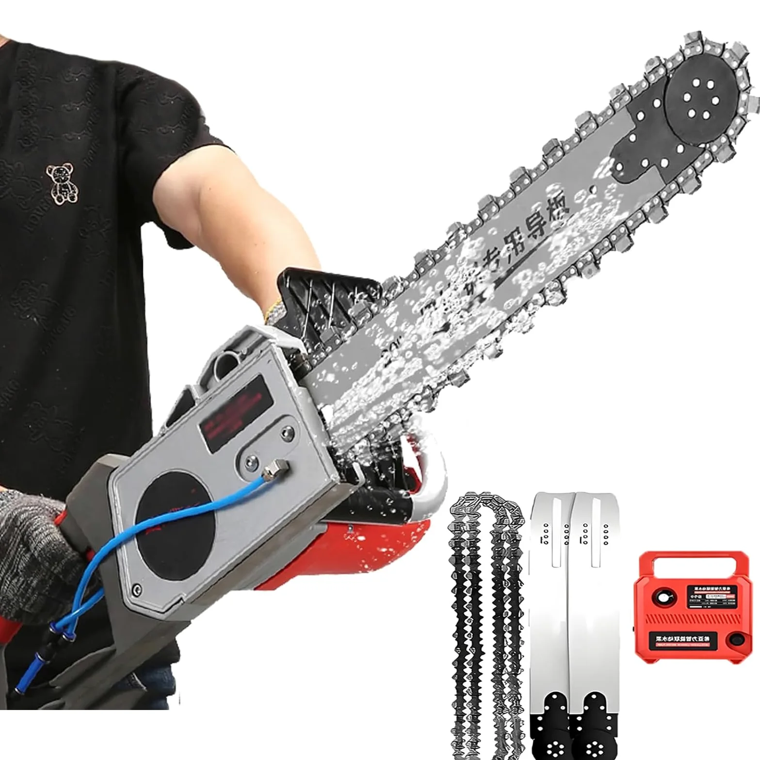 6500W Sega A Catena Elettrica Per Cemento, Motosega elettrica Per Calcestruzzo, Tagliamuri In Cemento, Tagliamuri A Catena Diamantata, profondità di taglio 35cm/48cm, Per muro mattoni rossi (48cm)
