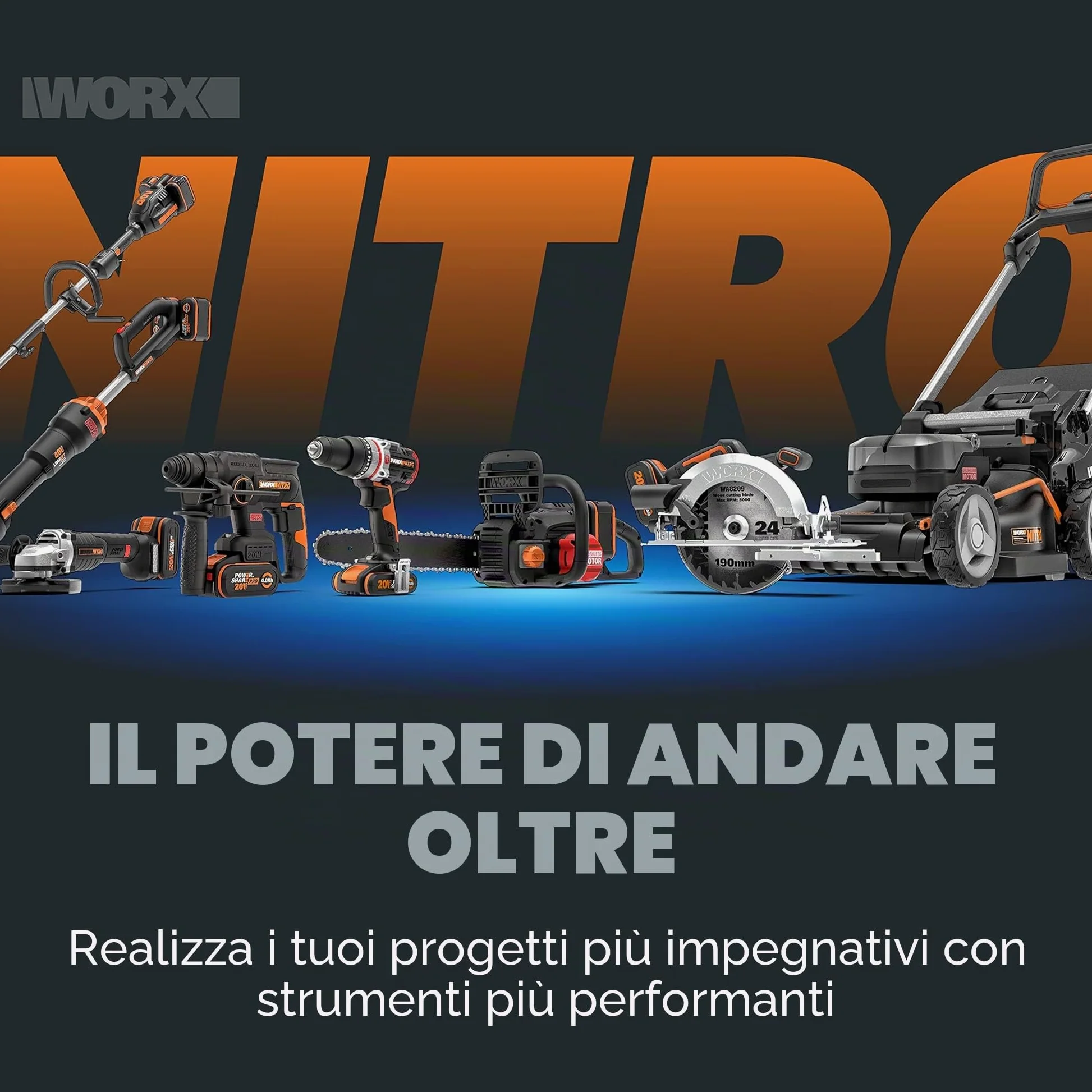 WORX NITRO WX842.9 Chiodatrice a batteria 20 V 18 GA – 80 chiodi/min – per chiodi da 15 – 50 mm – senza fili ad alta efficienza – risoluzione di inceppamento senza attrezzi
