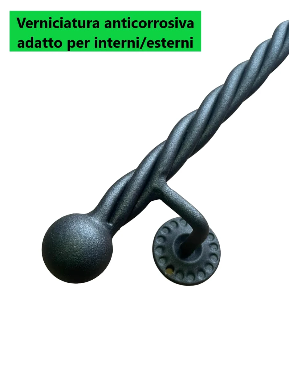 FERMEG Corrimano Liberty diam. 30 mm in ferro con finitura"antracite" | Corrimano in ferro battuto made in Italy | Prodotto fai da te | ideale per uso interno ed esterno (Antracite, 50 cm)