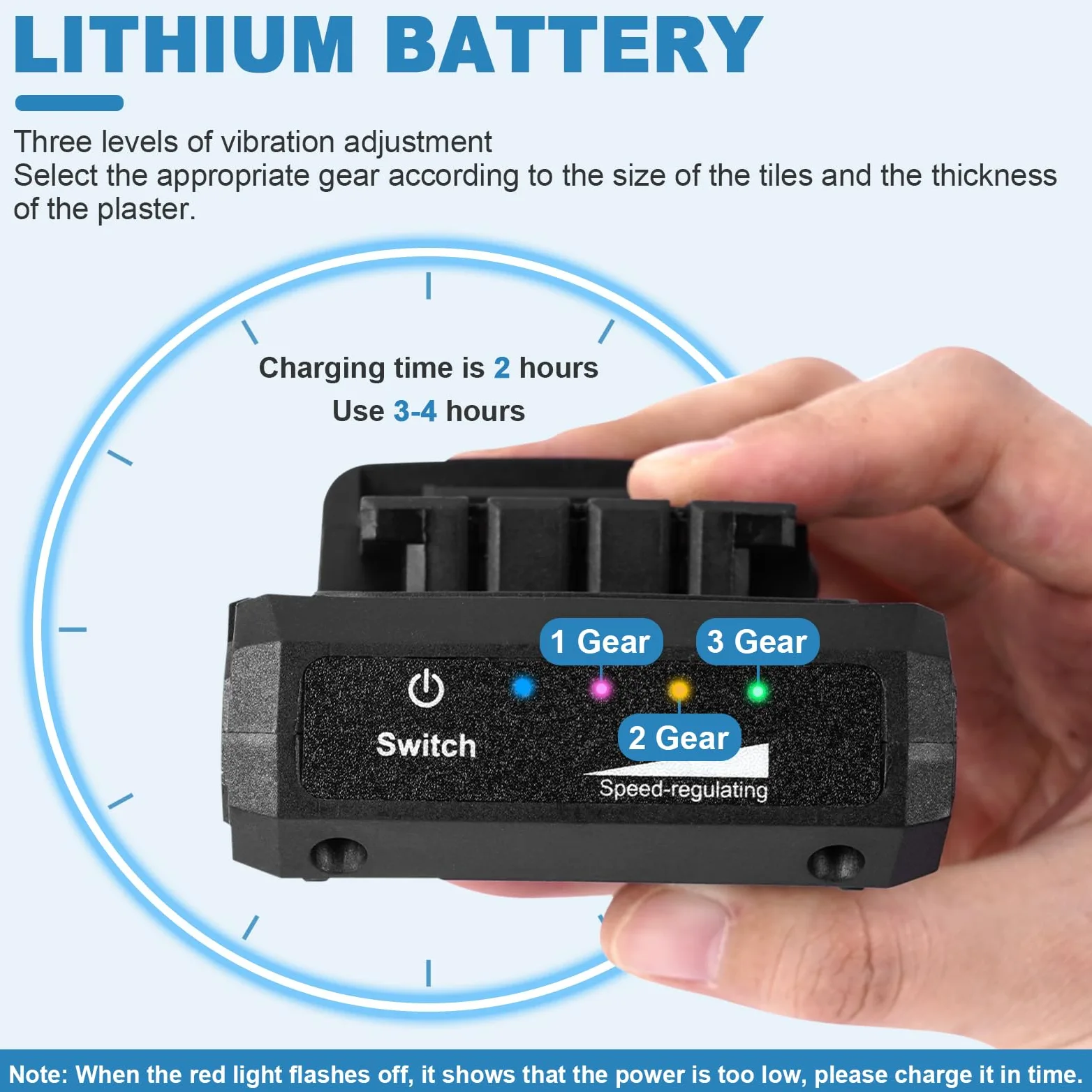 MXBAOHENG Vibratori per Piastrelle a Batteria 12000VPM Capacità di carico100kg Vibratore per Piastrelle 3 ingranaggi Piastrellatrice elettrica per piastrelle adatto per piastrelle 30-80cm(2 batterie）