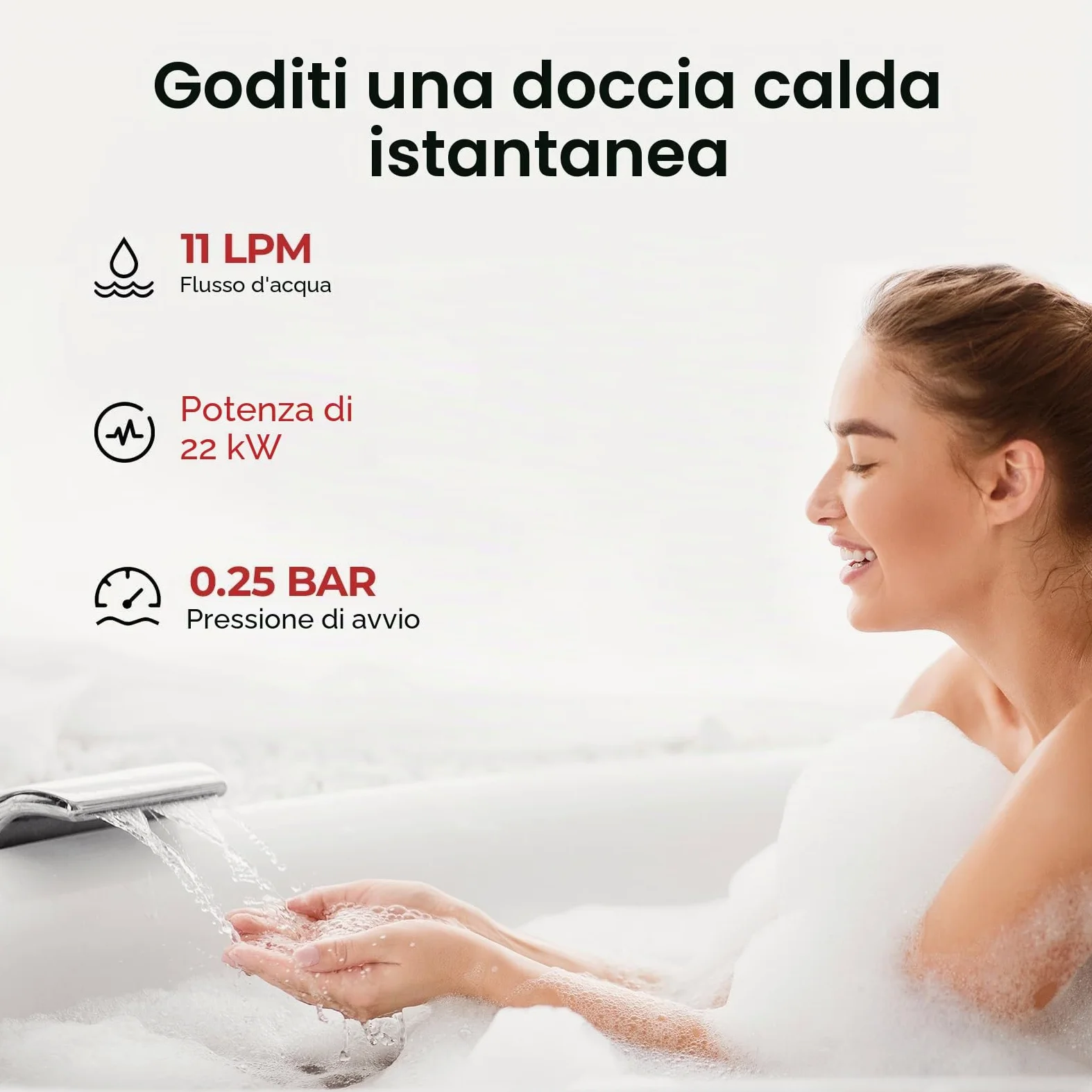 CAMPLUX BD300NG Scaldabagno a Gas 11 Litri, ErP/Low NOx, a Metano, 20mbar, 22kW, 3V, Bianco