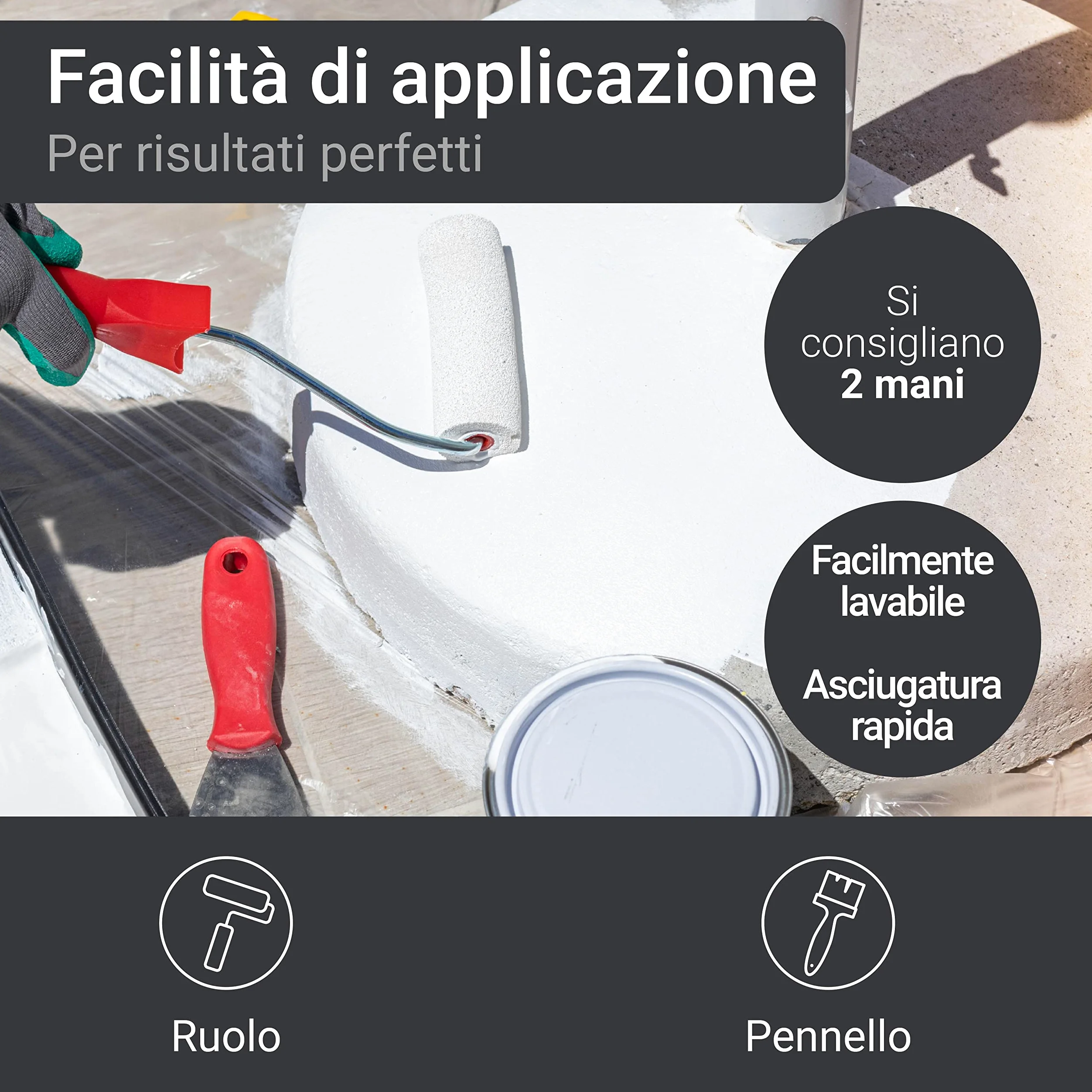 WO-WE Vernice per cemento W700 Pittura pavimenti Interni Grigio argento sim RAL 7001-10L