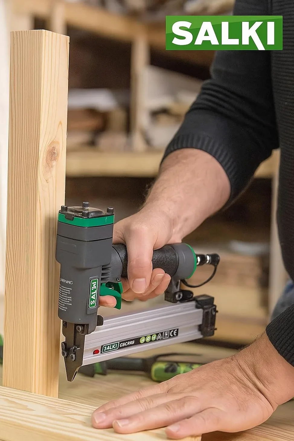 SALKI Chiodatrice ad aria compressa CSK PB08 + 2.000 pin 0,8 x 30 mm + 2.000 chiodi brad 0,8 x 30 mm | pistola per unghie ad aria compressa | morsetto per falegnameria e lavorazione del legno