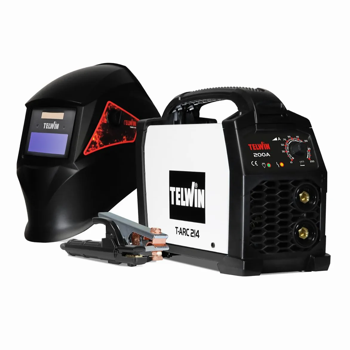 T-Arc 214 Saldatrice Inverter Elettrodo MMA 200A, con Maschera di Saldatura a Caschetto e Accessori, Macchina per Saldare Portatile Compatta e Semplice, per Manutenzione e Fai-da-Te Domestici, 230V