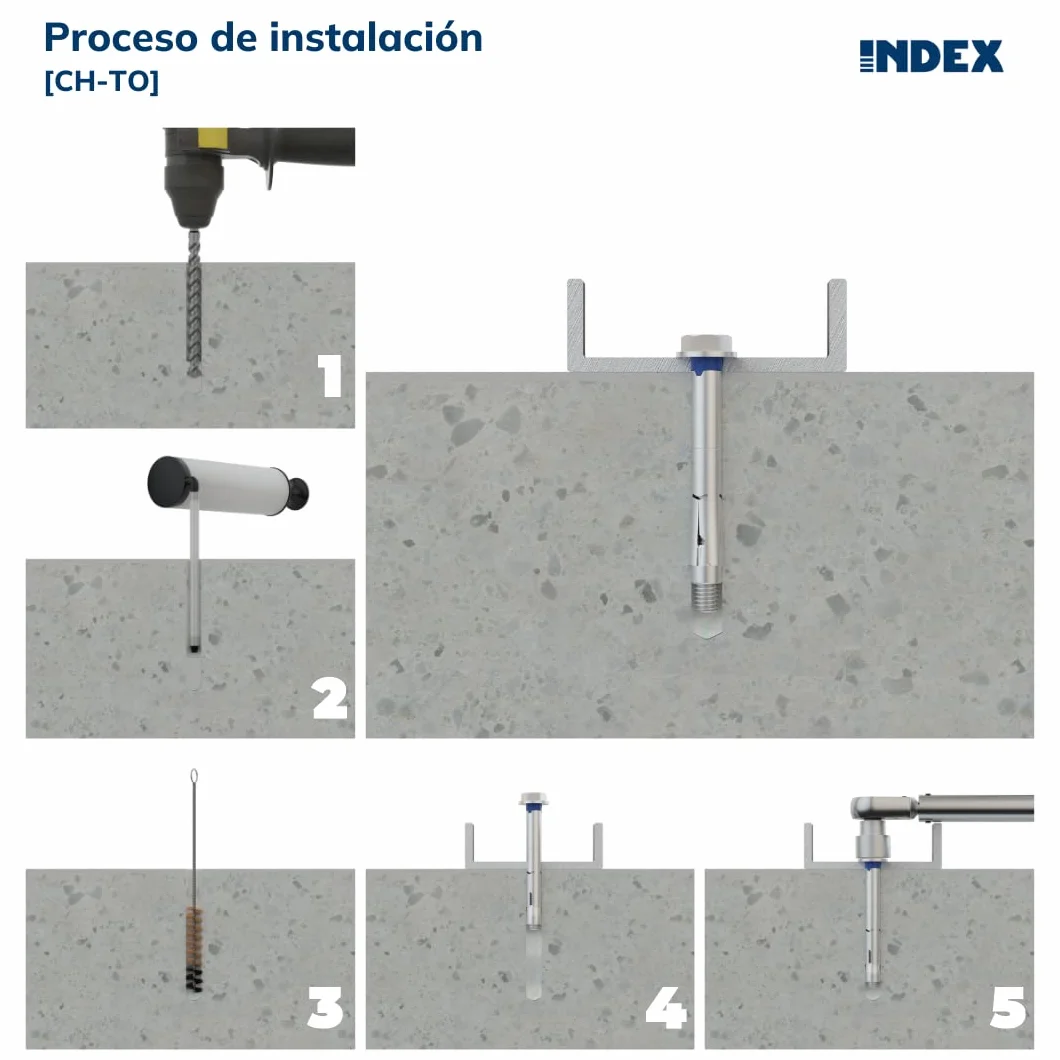 INDEX Fixing Systems CH-TO-Set di 100 ancoraggi antigiro per le cariche elevate, rivestimento zincato, Vite autoperforante a 6,8 mm, ACHT10L