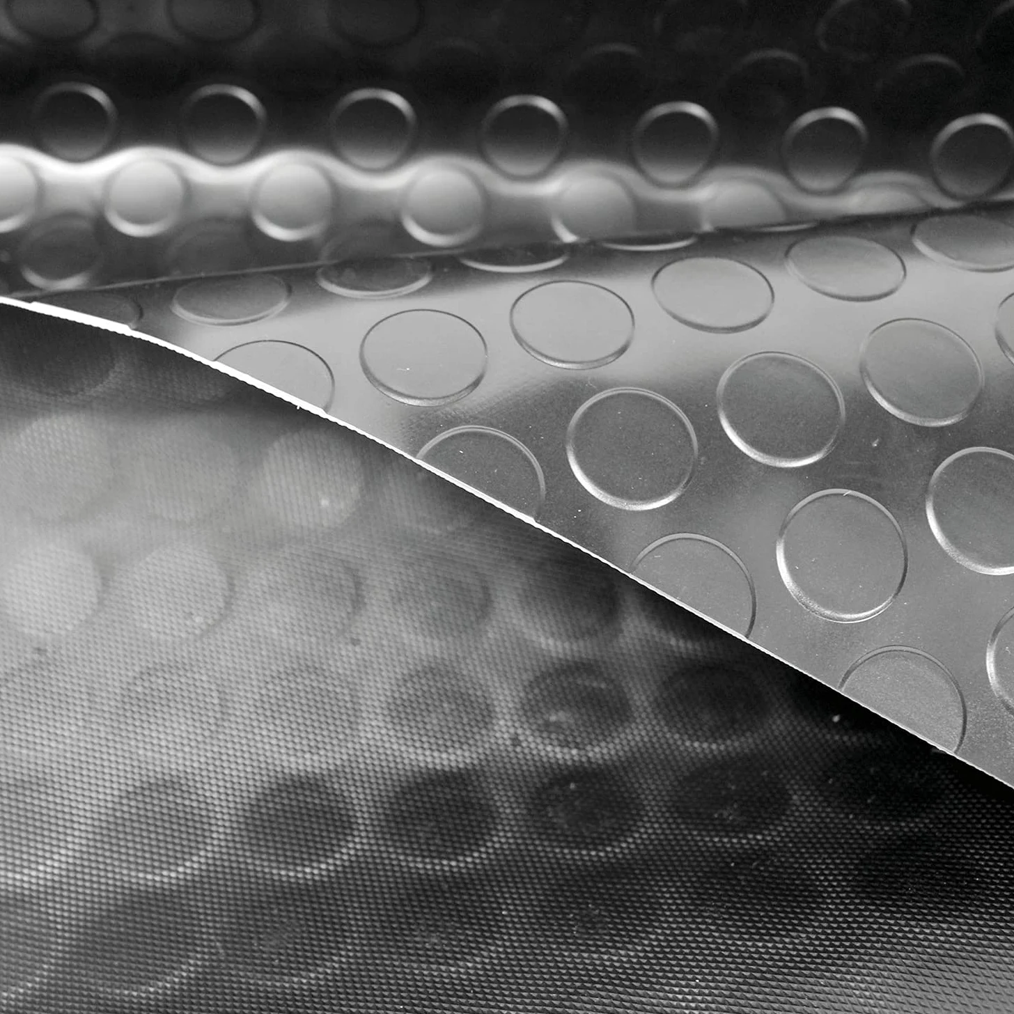 OLIVO.Shop | Work Tappeti Gomma a Rotoli, copripavimento PVC bullonato o lamiera, Pavimento Gomma bollata Antiscivolo, Dimensioni su Misura, Due Colori. Design a Bolle (Nero, 500x150cm)
