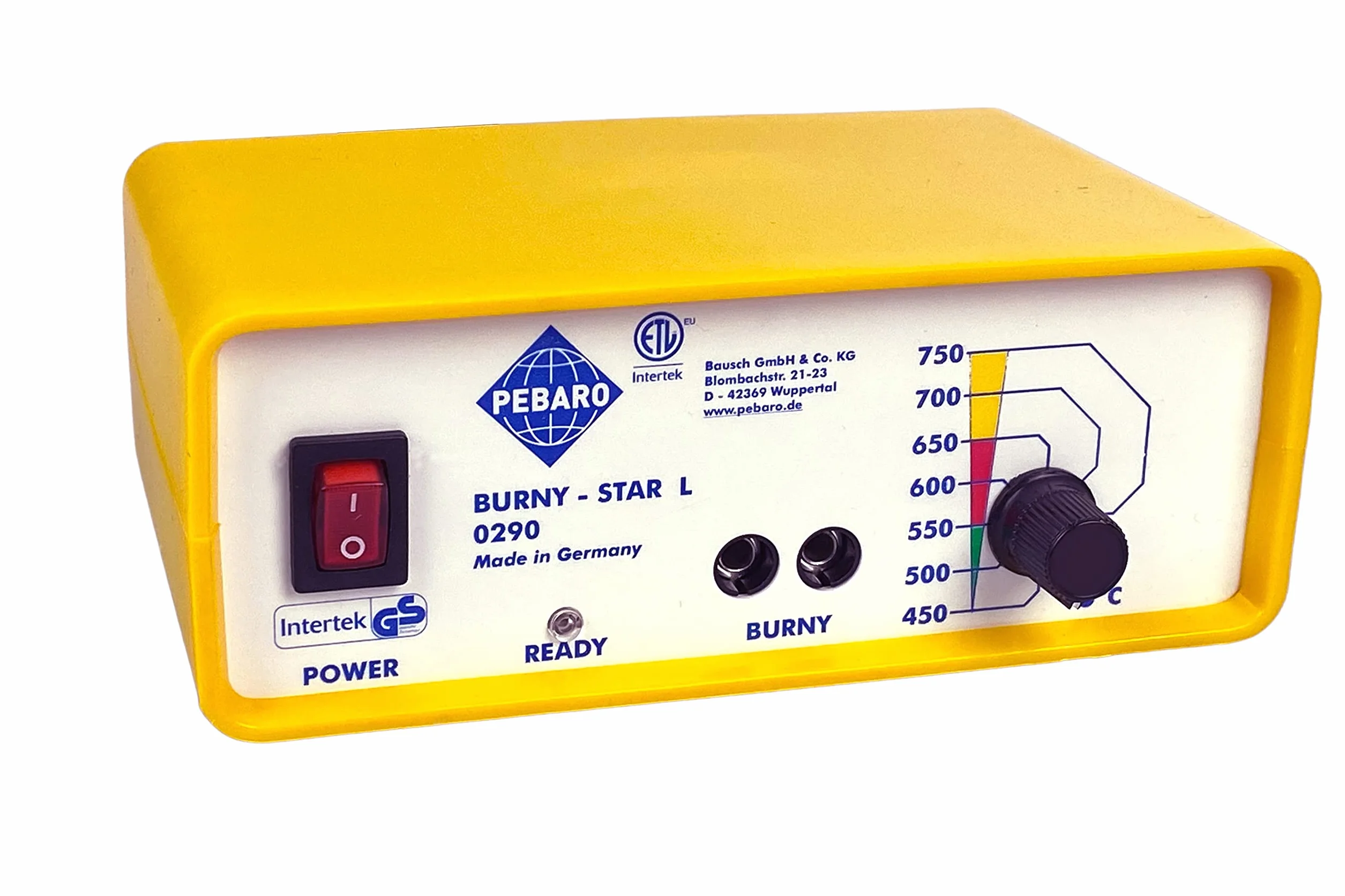 PEBARO 0290 - Stazione professionale con pirografo e 3 fiocchi a fuoco, regolazione continua della temperatura, per scrivere, disegnare e bruciare su legno e altri materiali, giallo