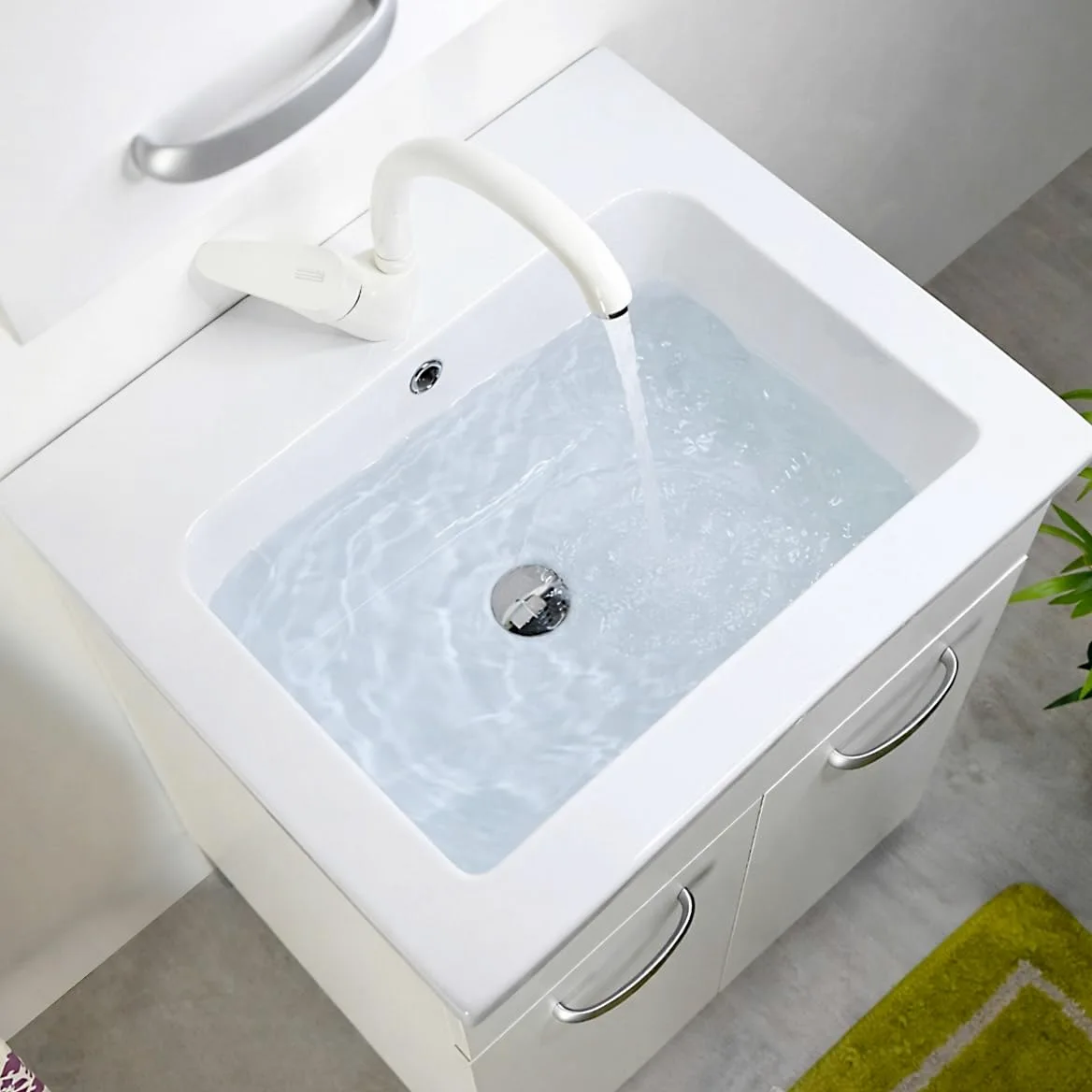 LAVABO LAVATOIO PILOZZO CERAMICA 60 x 51 YORK PROFONDO 25 CM TUTTA VASCA PER TOP O MOBILE DA INCASSO O INSTALLAZIONE CON STAFFE ANCHE IN ESTERNO IDEALE PER MOBILE DI DESIGN