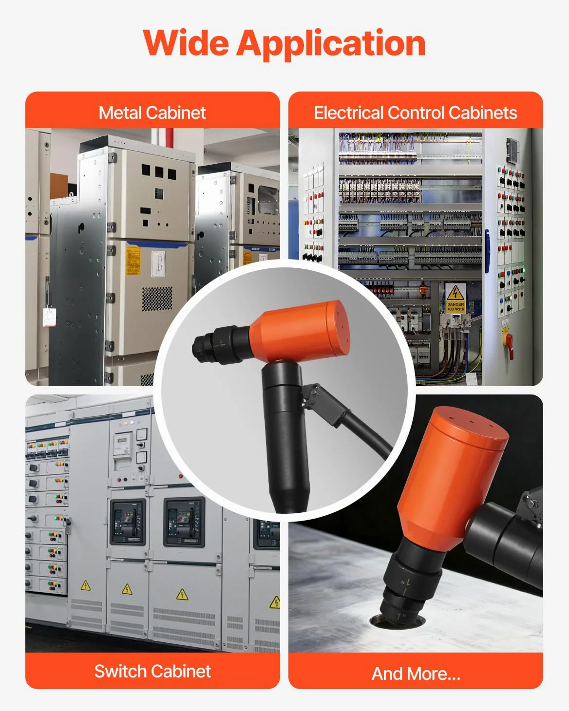 VEVOR Kit di Perforazione Manuale, Set di Punzoni Idraulici da 10 T Kit di Utensili KO per Realizzazione di Fori 1,27 a 5,08 cm con 6 Matrici per Armadi in Metallo, Controllo e Quadri Elettrici