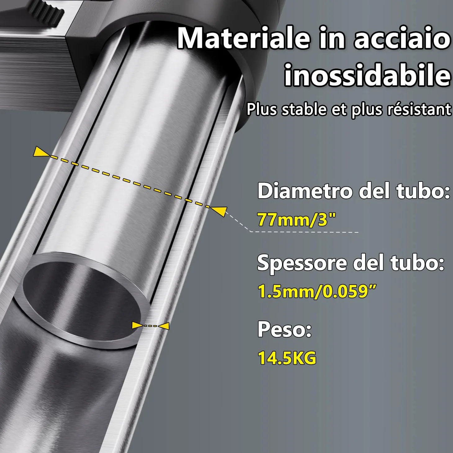 Scala Telescopica in Acciaio Inox, 4,4m Scala Estensibile Portatile con Piedini Antiscivolo, Scale Portatile Allungabile per Soffitta
