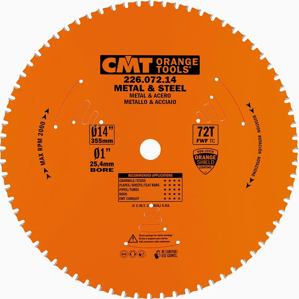 CMT - 226.072.14 - LAMA X MATERIALI FERROSI-PVC HW 355x2.2/1.8x25.4 Z72 FWF