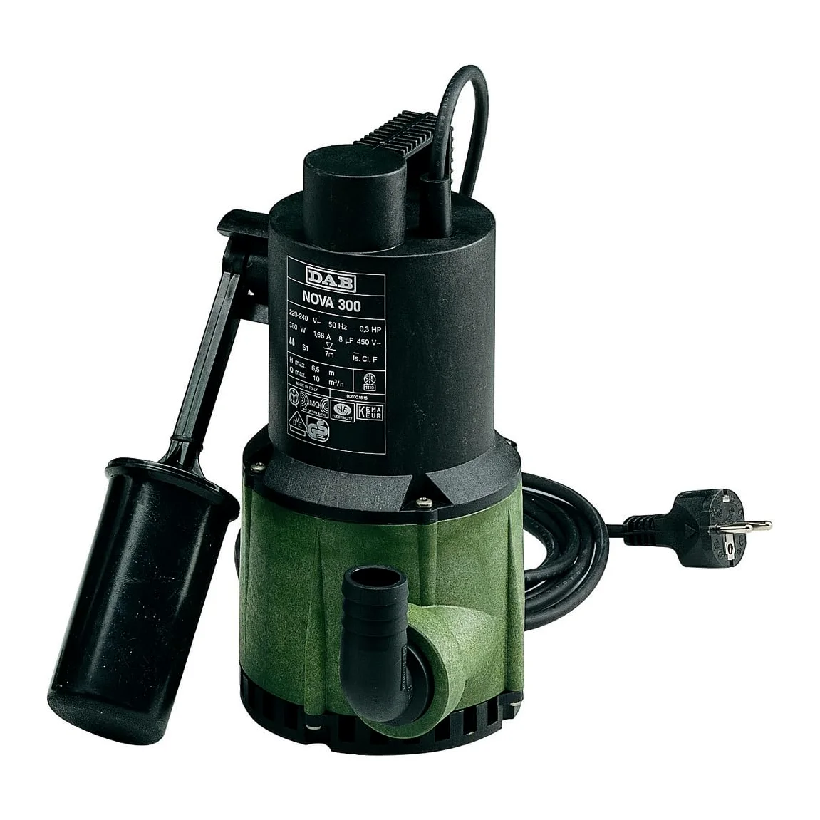 DAB NOVA 300 M-A SV 103002724 - Pompa sommergibile con galleggiante per drenaggio acque chiare ad uso domestico 0,22 kW / 0,3 HP monofase con albero pompa in acciaio inox speciale