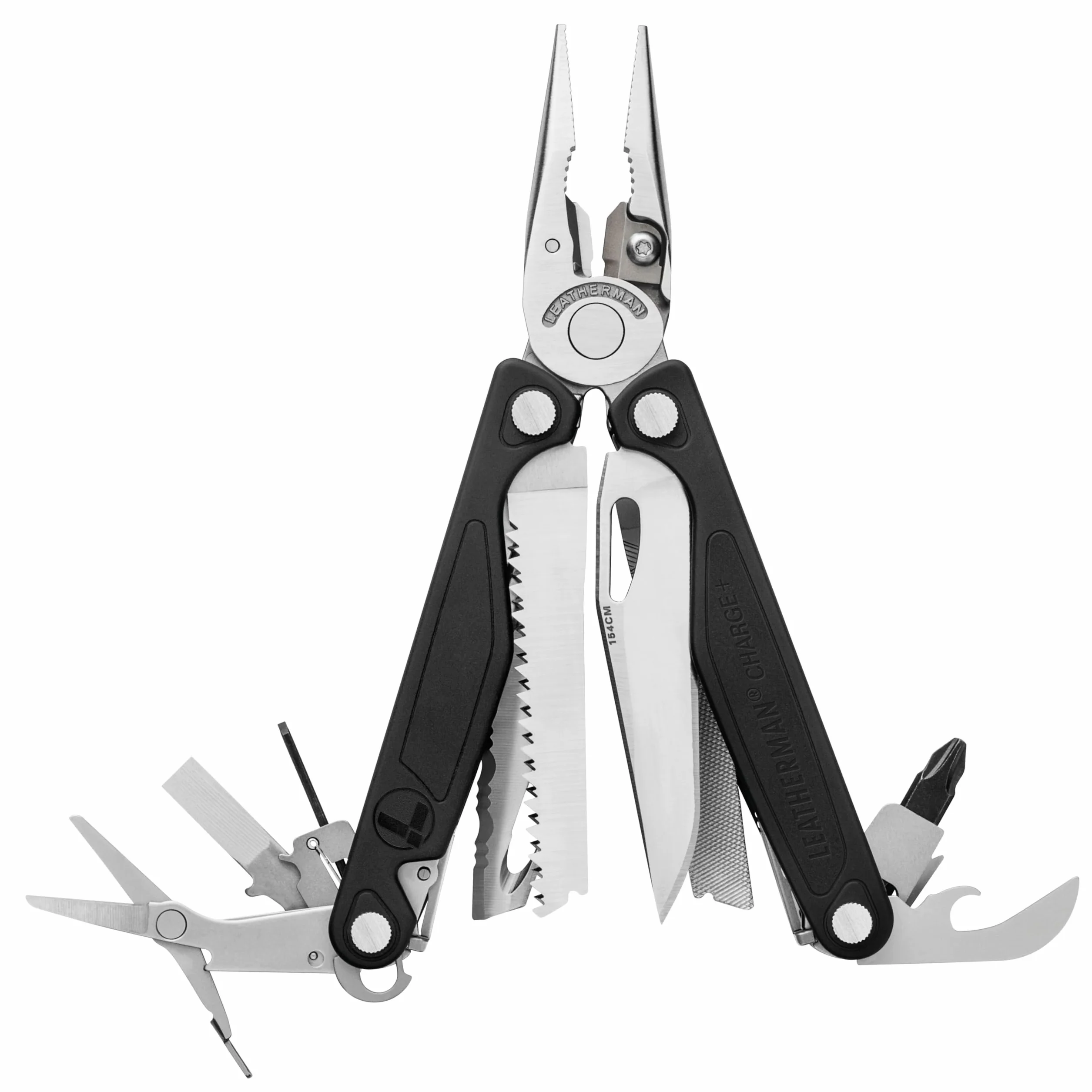 Leatherman Charge+ Multiutensile - 19 Strumenti con sistema di sicurezza per il Campeggio e la Pesca - Nero e Argento