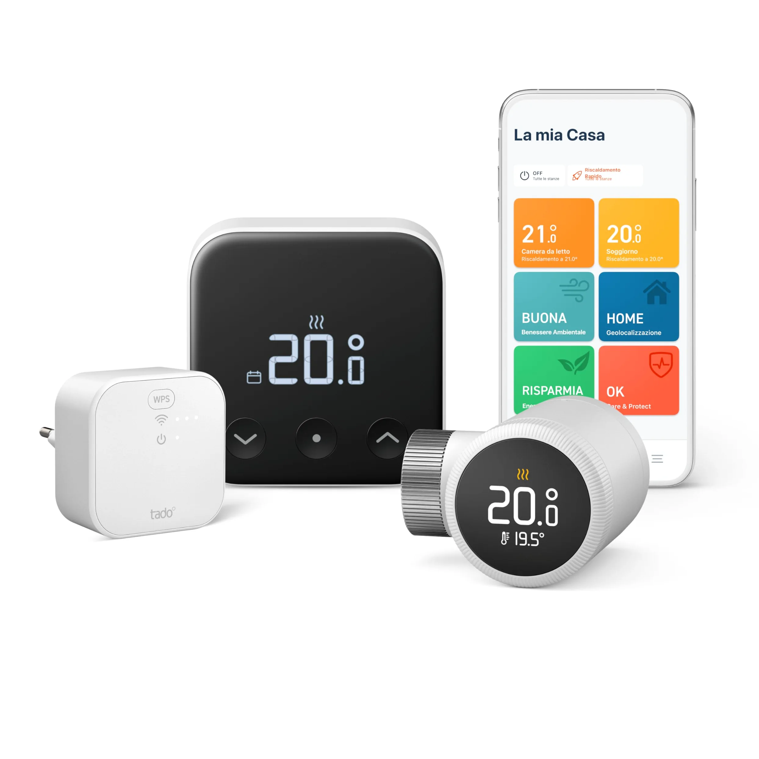 tado° termostato intelligente X – Starter Kit, termostato ambiente cablato e Bridge X termostato intelligente X