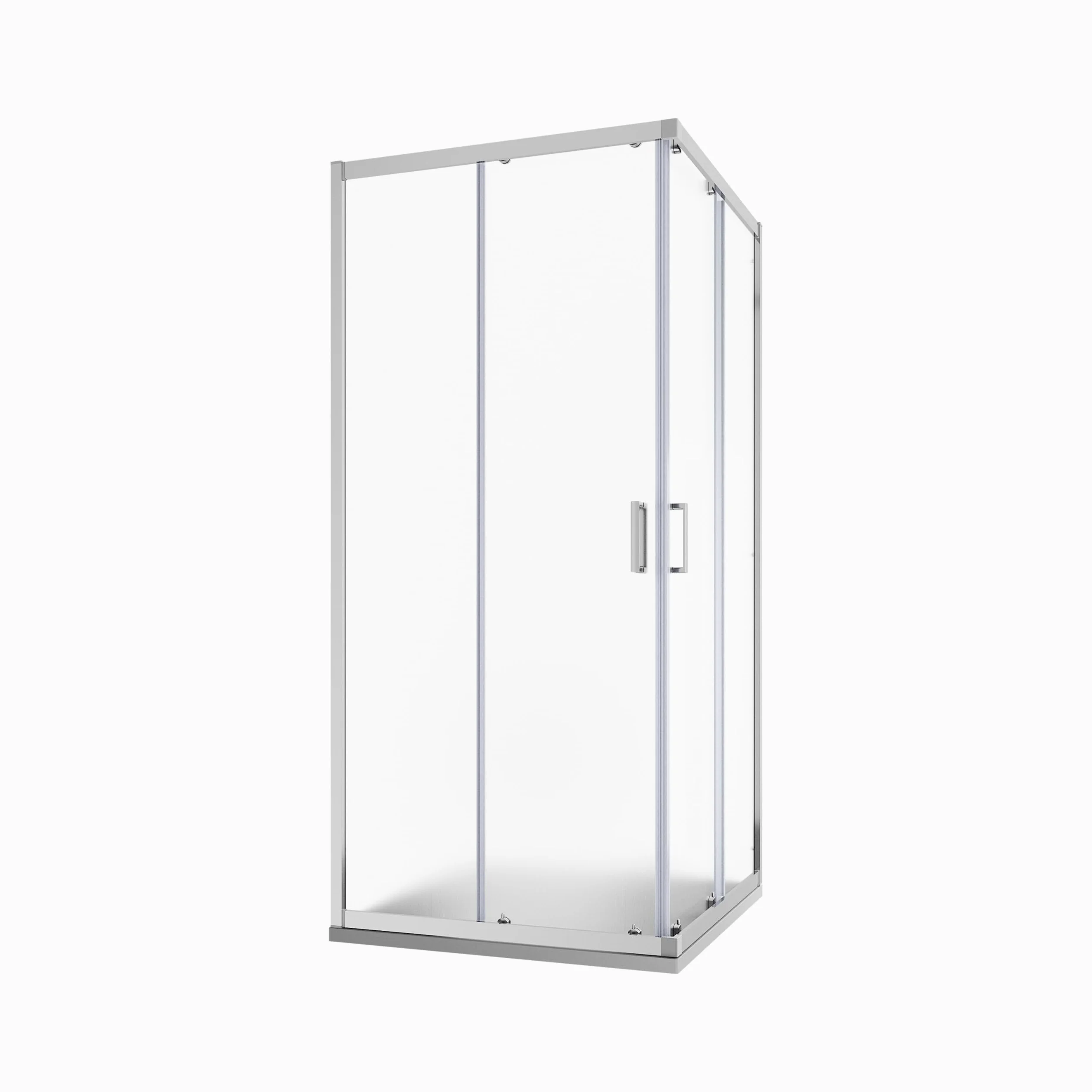 Box Doccia Angolare Due Ante Scorrevoli Cristallo Temperato 6mm Profili Squadrati Cromati Altezza 185 cm - Tonga (Vetro Opaco, 75x75)