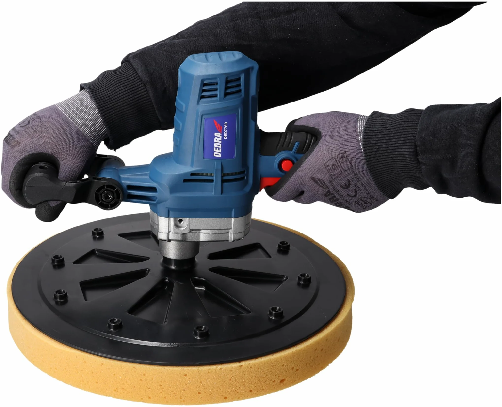Macchina per la lavorazione delle pulizie forte 750 W, 375 mm, spugna, carta, piatto abrasivo DEDRA, cavo lungo 5 m, 110 RPM, peso 5,7 kg, facile e veloce sostituzione del disco