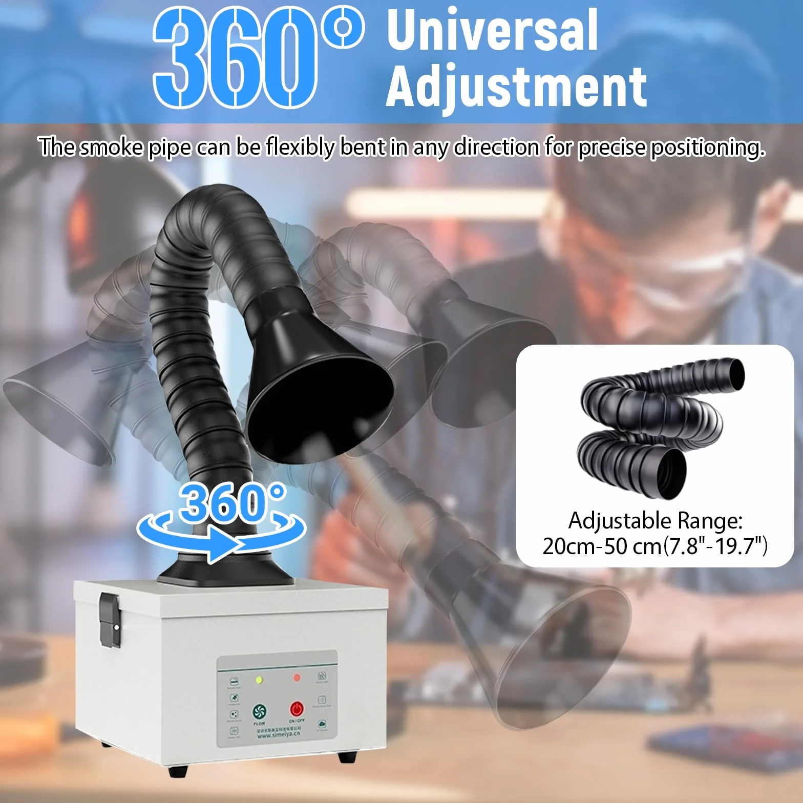 Assorbitore di fumo di saldatura, 45 W, con filtro a 3 livelli, volume d'aria 180 m³/h, pulizia a basso rumore per saldatura laser, aspirazione del fumo