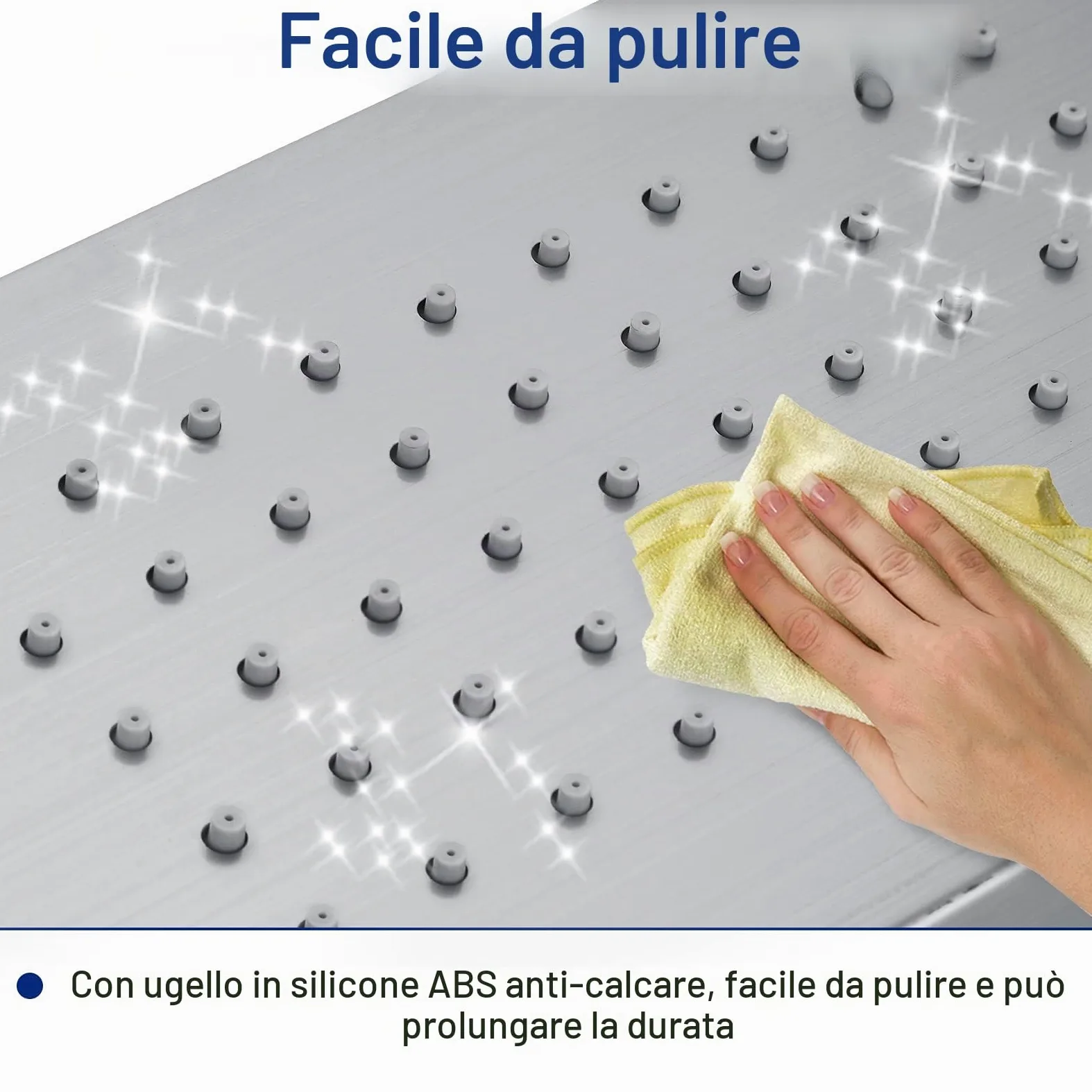 Froadp Sistema Doccia a Pioggia Pannello in Acciaio Inox Spazzolato Montaggio a Parete set Doccia con Doccia Idromassaggio Cascata e set Doccia Doccetta Lusso per Bagno (D'argento)