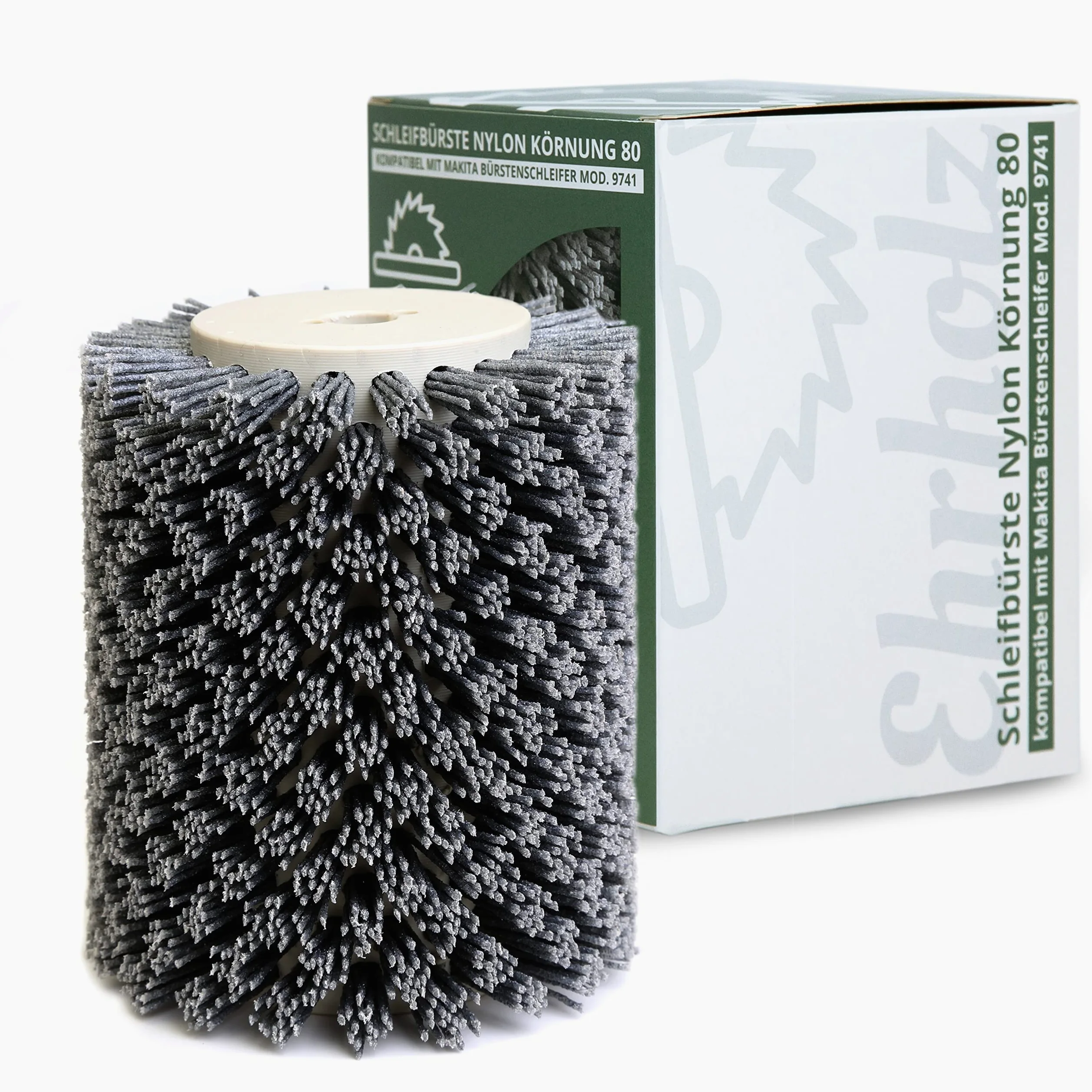 Spazzola abrasiva adatta per smerigliatrice Makita 9741 | spazzola strutturante | spazzola satinata | qualità professionale | per la lavorazione di legno e metallo (nylon, grana 46)