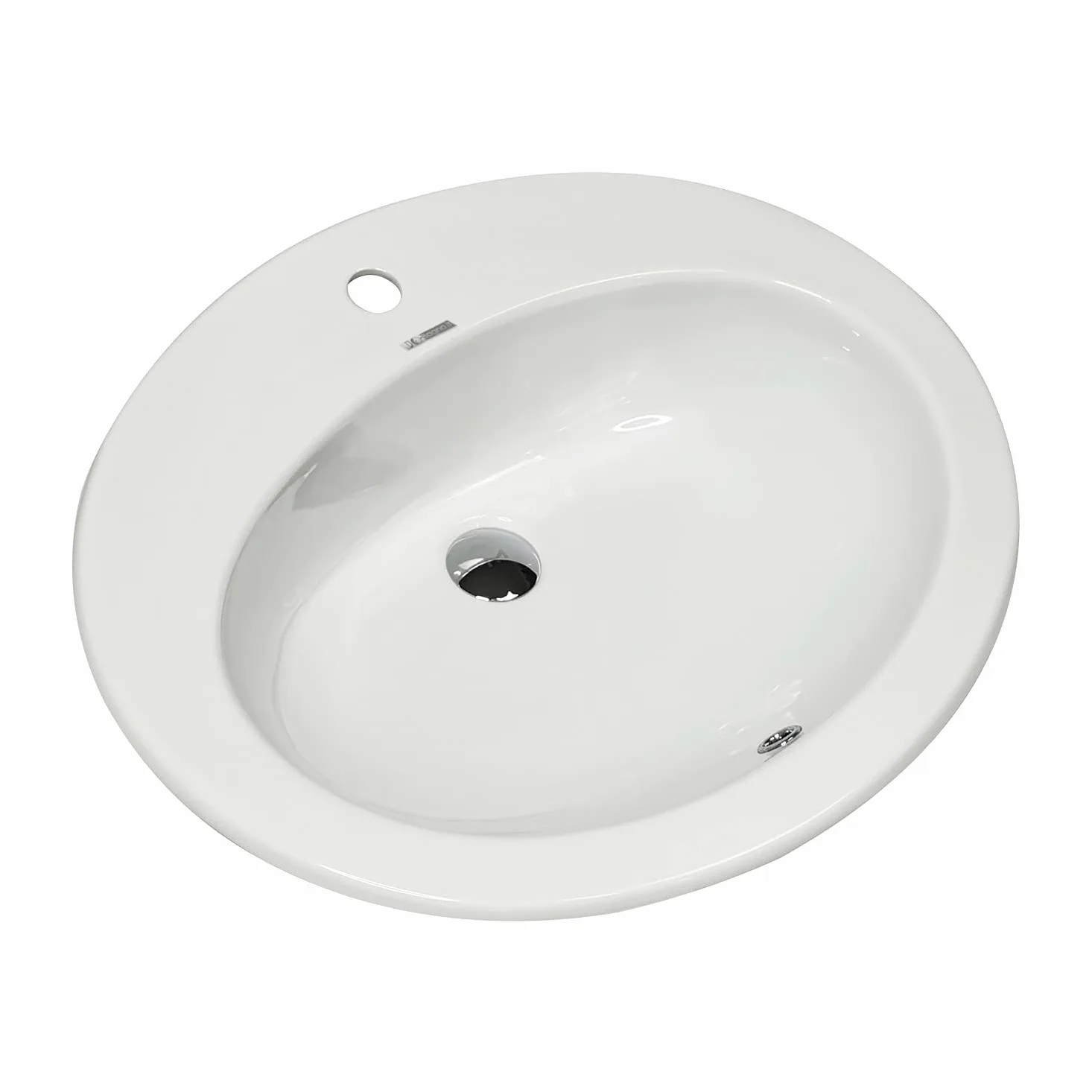 LAVABO Incasso TONDO Ceramica - Lavandino Soprapiano OVAL L. 62 x 52 cm Monoforo Pred. a 3 Fori