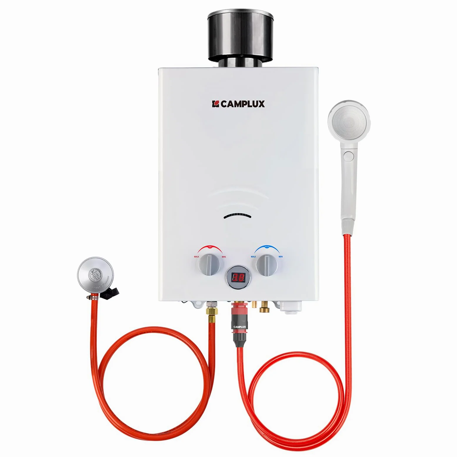 CAMPLUX BW158C Scaldacqua a Gas Tankless, 6 Litri, 12kW, Butano (28-30 mbar) / Propano (37 mbar), per Doccia da Campeggio