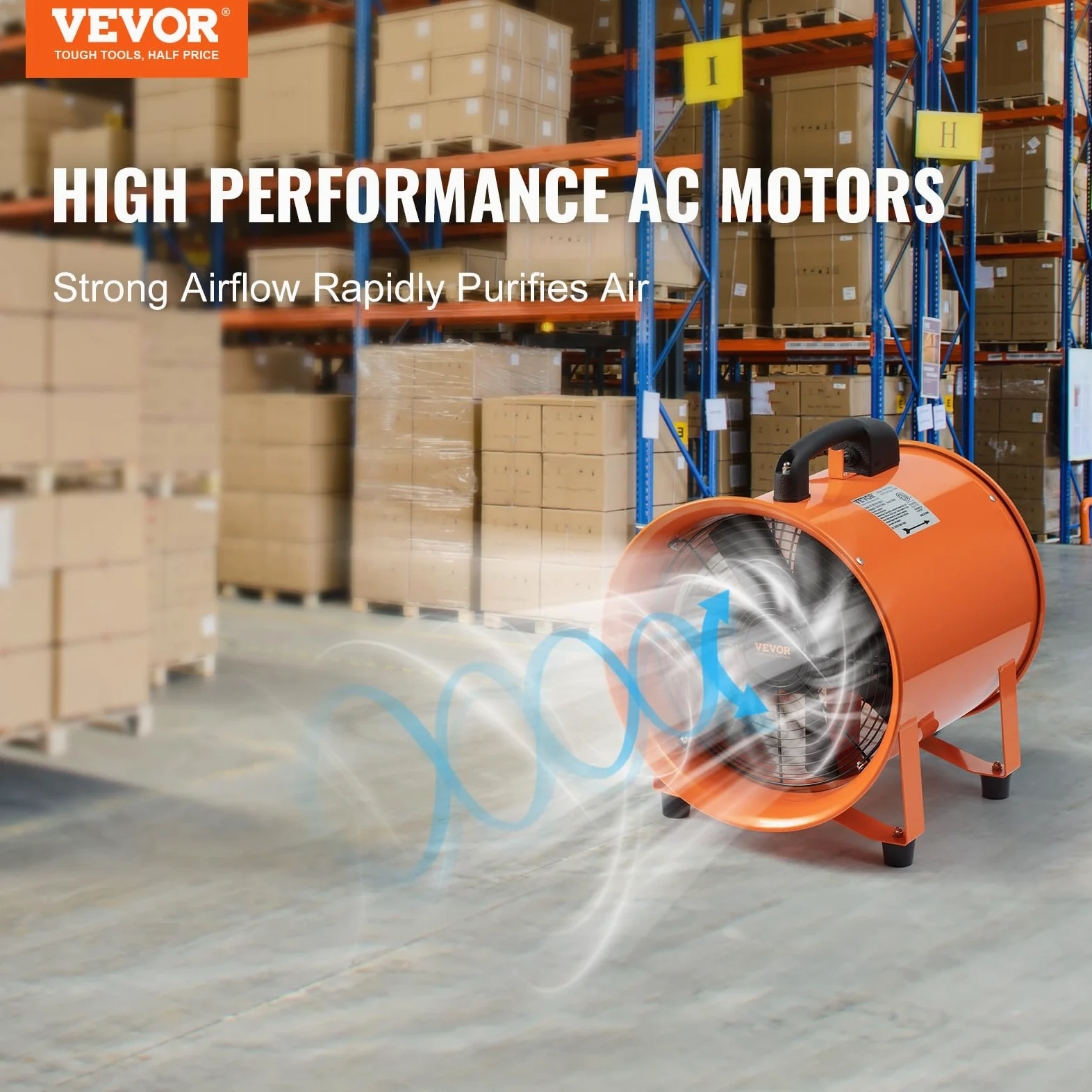 VEVOR Ventilatore Portatile, 900W Aspiratore Estrattore d'Aria Condotto Industriale Diametro 406,4 mm, Tubo Flessibile 5 m Volume d'Aria 8792 m3/h 2 Marce per Aspirare Polvere Fumo Impermeabile IP44