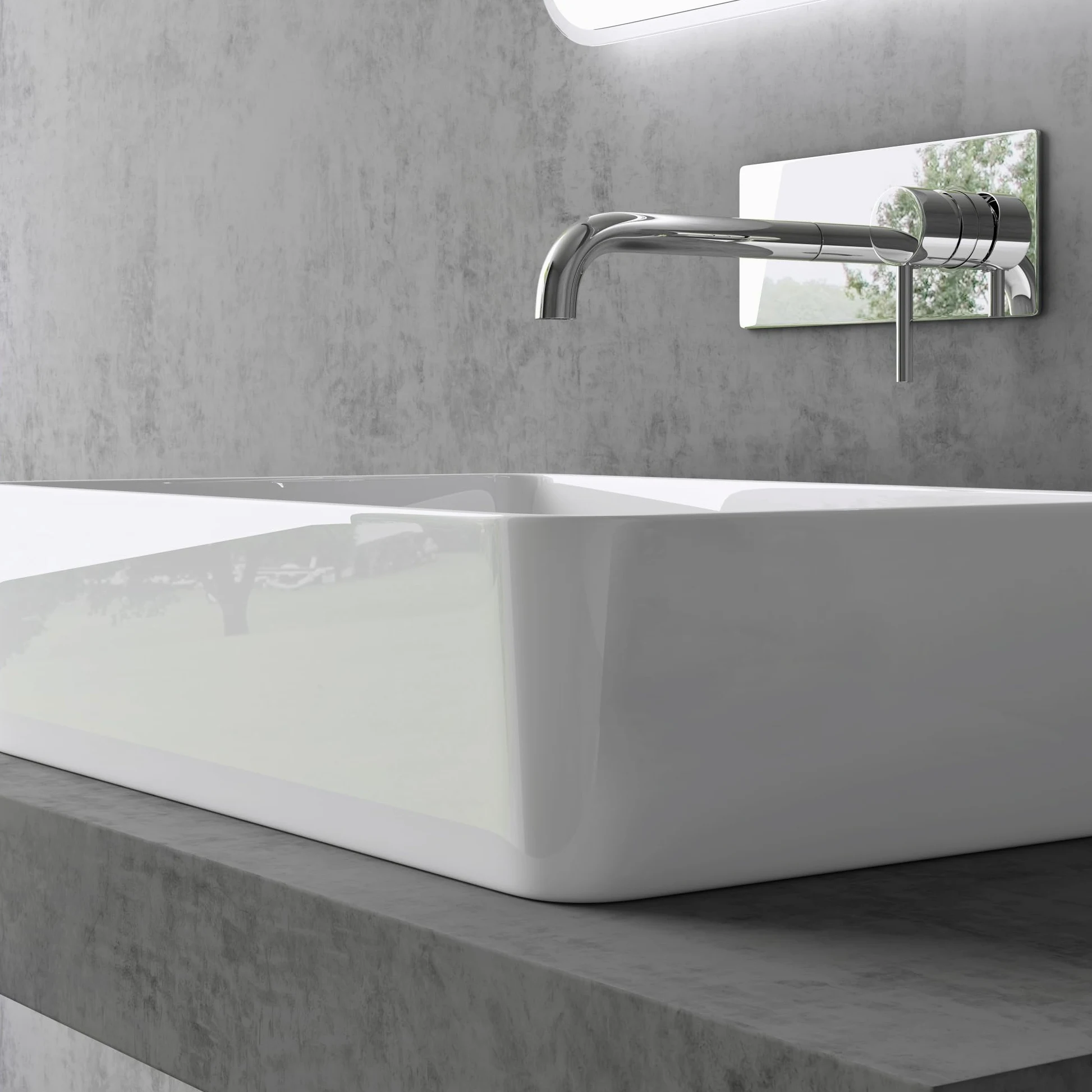 doporro Lavabo da Appoggio Rettangolare in Marmoresina Bianco Lucido 80x40x15 cm, Lavandino Bagno Moderno Colossum102