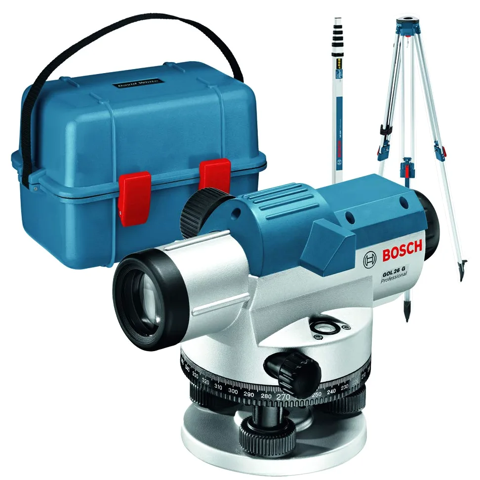 Bosch Professional Livella ottica GOL 26 G (ingrandimento 26x, unità di misura: 400 Gon, raggio d'azione: fino a 100 m, asta metrica GR 500, treppiede BT 160, in valigetta)