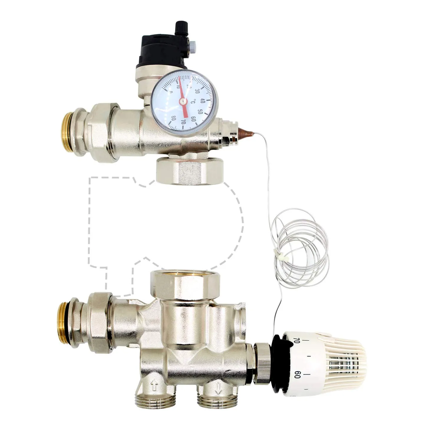 kit gruppo pompa riscaldamento di valvola sfogo aria sicurezza testa termostatica termostato - per collettore riscaldamento a pavimento pompa ricircolo acqua riscaldamento