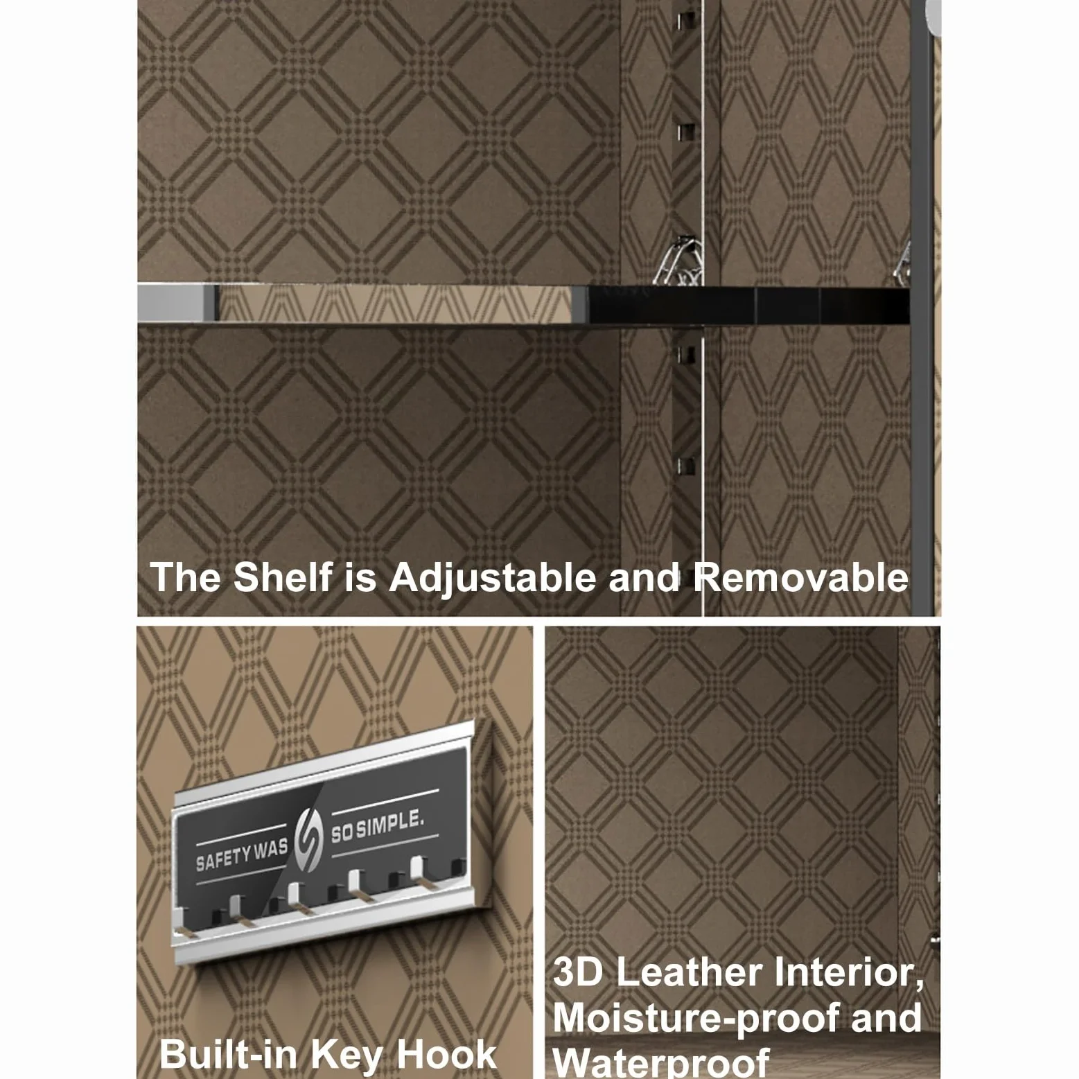 Cassaforte Combinazione di Quadranti Meccanici Cassetta Sicurezza Grande con Chiave Safe per Casa, Ufficio, Hotel(Brown,70CM/28IN)