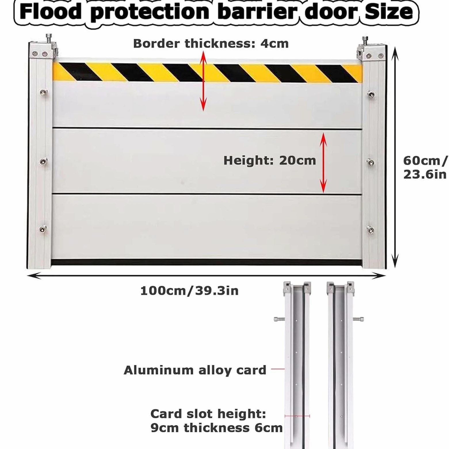 Generico Barriera Antiallagamento Paratia Antiallagamento per Porta Esterna Barriera Antiallagamento per Porta Guarnizione Porta Garage Barriera Antiallagamento per Strada Cancello,Argento,300 * 60cm
