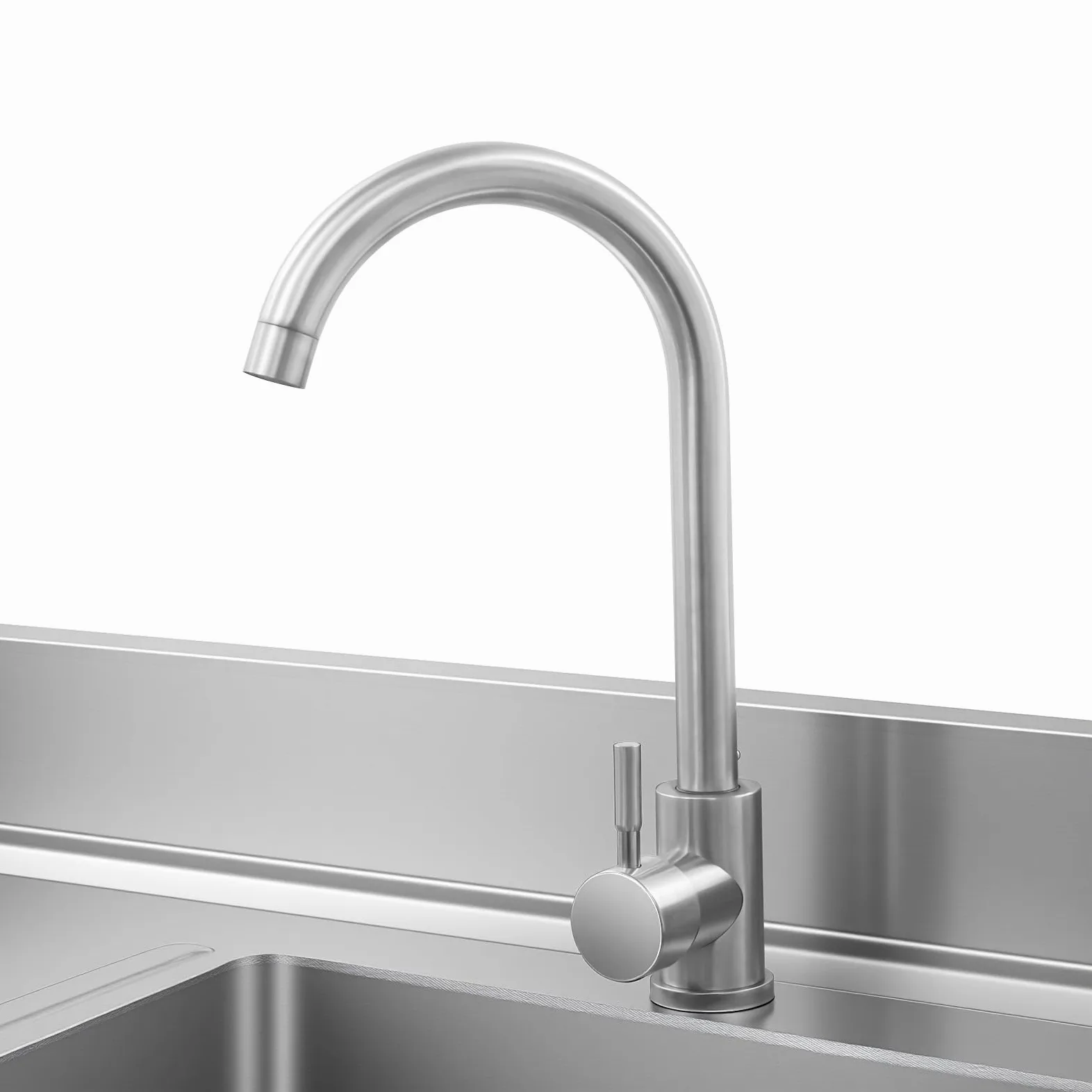 Lavelli da cucina commerciali 100 x 60 x 80 cm, in acciaio inox con capacità di carico 300 kg. Lavello in acciaio inox spazzolato con 1 vasca (a destra) con rubinetto, tubo di scarico, filtro per