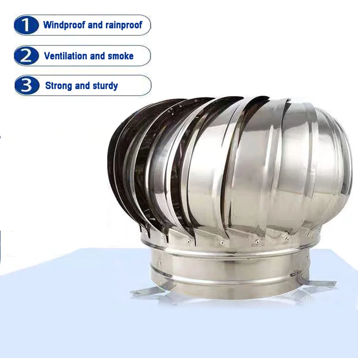 Ventilatore da tetto in acciaio inox, 500 mm, tappo anti-spifferi, copertura di ventilazione rotante per migliorare il flusso d'aria e soluzioni di ventilazione, durevole e resistente alle intemperie