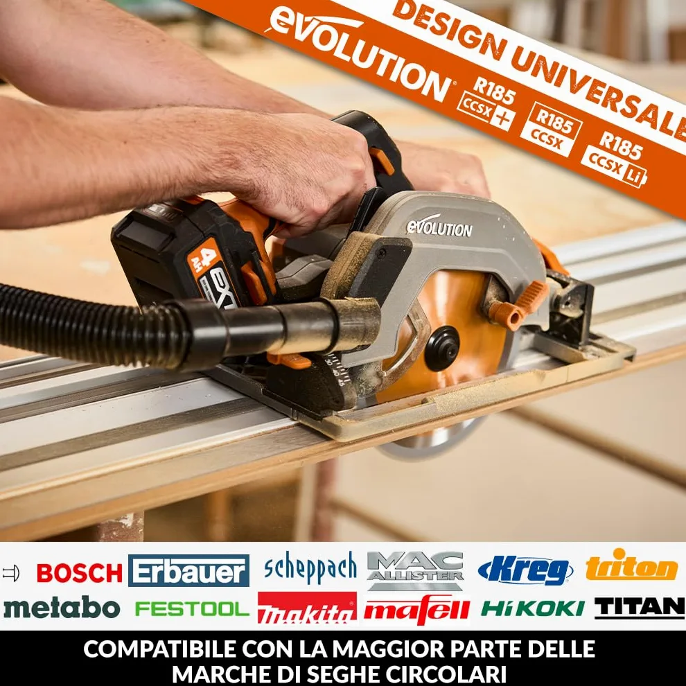 Evolution Power Tools ST1400-G2 Guida per Seghe Circolari/Binario | Universale per la maggior parte delle marche Makita, Bosch, Festool | 1,4 m (2 x 700 mm) Accessorio di arresto finale incluso