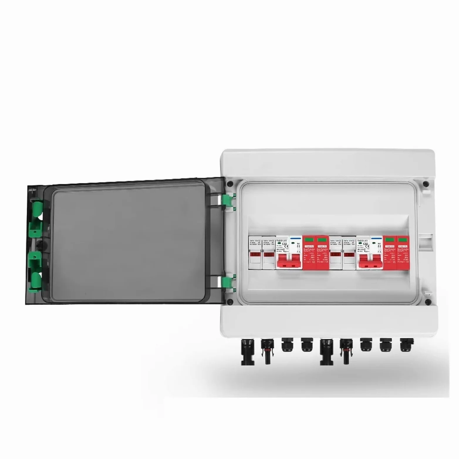 Quadro combinatore fotovoltaico solare FV Protezione da sovratensioni e fulmini 2 stringhe di ingresso uscita DC 600 V Fusibile MCB SPD leisurely(25A DC MCB)