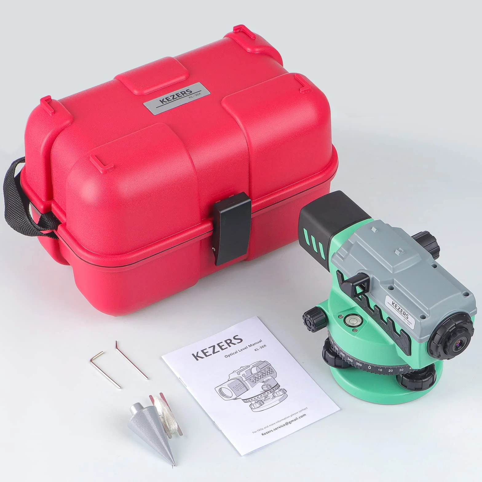 KEZERS Livello di transito 36X, livello ottico automatico di rilevazione, livello automatico ad alta precisione, strumento autolivellante per costruttori, misura impermeabile/altezza/distanza/angolo