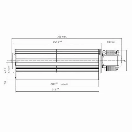Ventola tangenziale EBM QLN65/2400 A33-3025LH Motore Destro