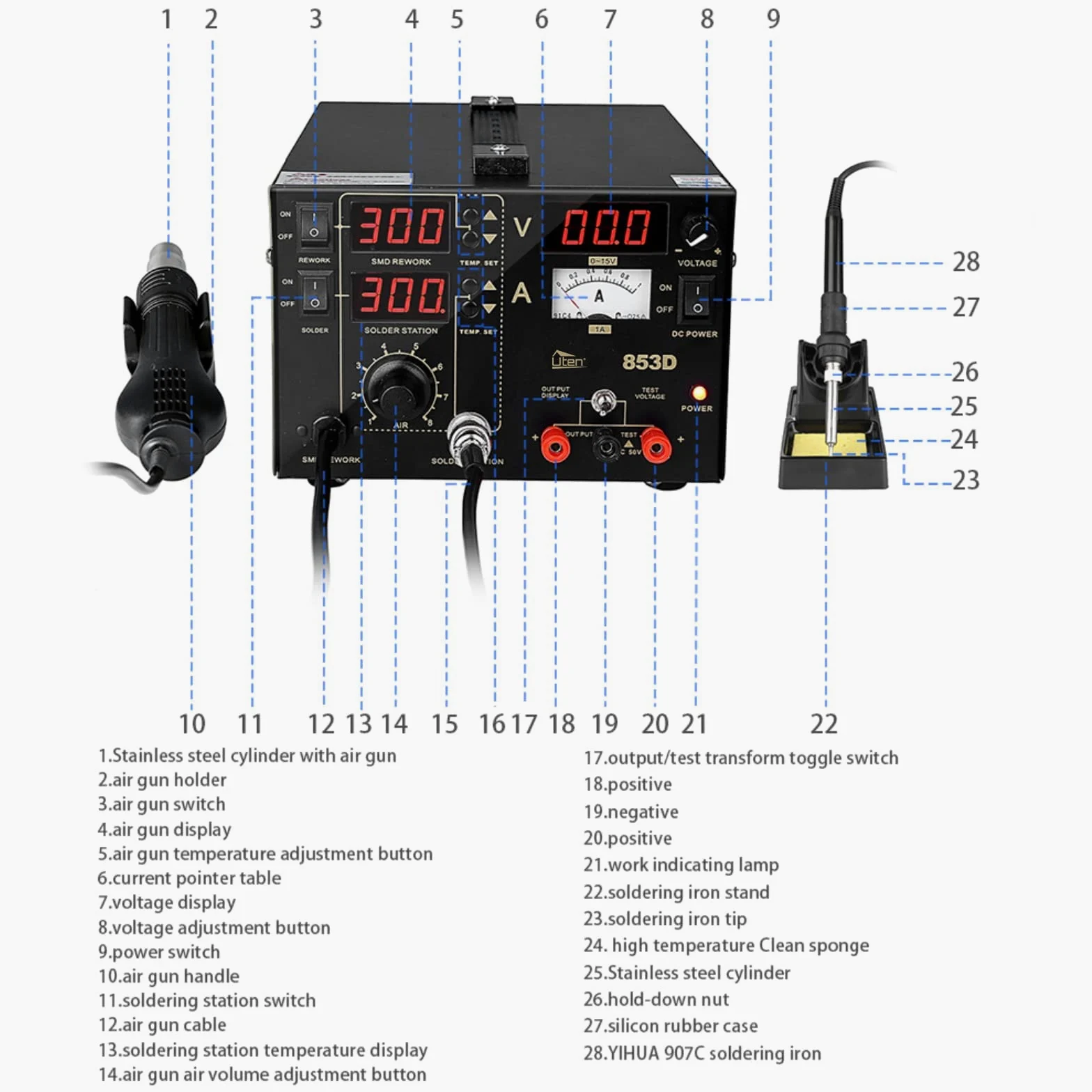 Saldatore a Stagno Professionale Stazione di Saldatura a Temperatura Regolabile con Display LCD