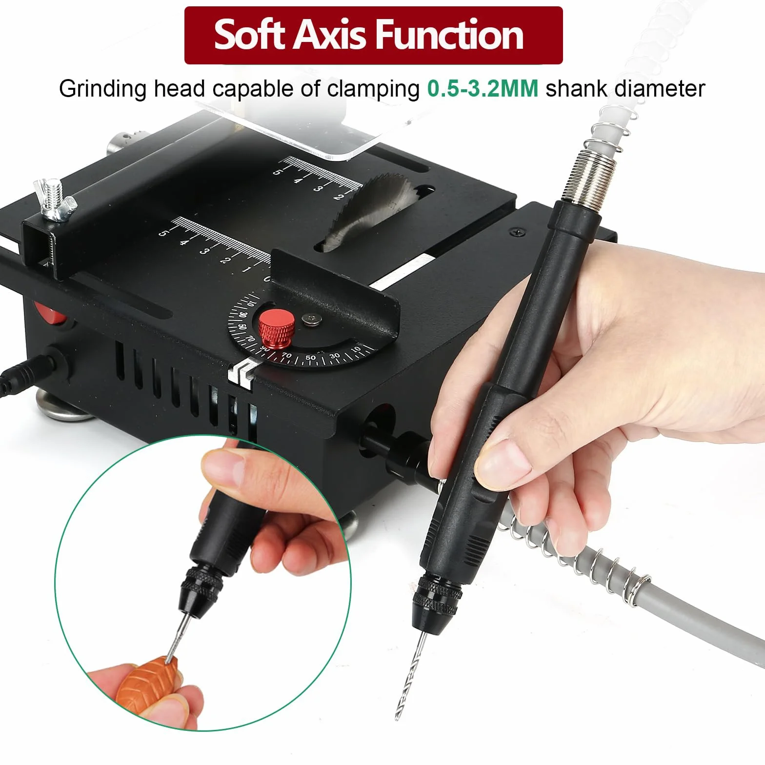 Mini Sega da Tavolo da 100W - Multifunzionale e Portatile - Sega da Tavolo Miniaturizzata DIY con 4 lame di Precisione, velocità regolabile, lama da 0,1 a 16 mm - per Artigianato e Lavorazione
