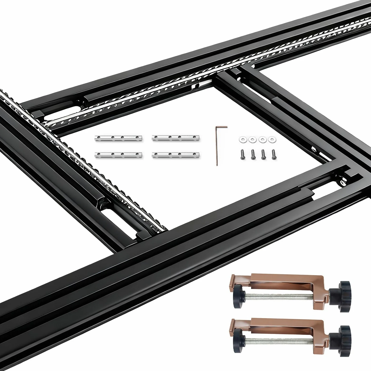 Mascherina di fresatura regolabile 800 x 800 mm, Guida per fresatrice e jig per levigatrici a tuffo, ausilio in legno per realizzare scanalature quadrate e rettangolari (con 2 morsetti metallici a G)