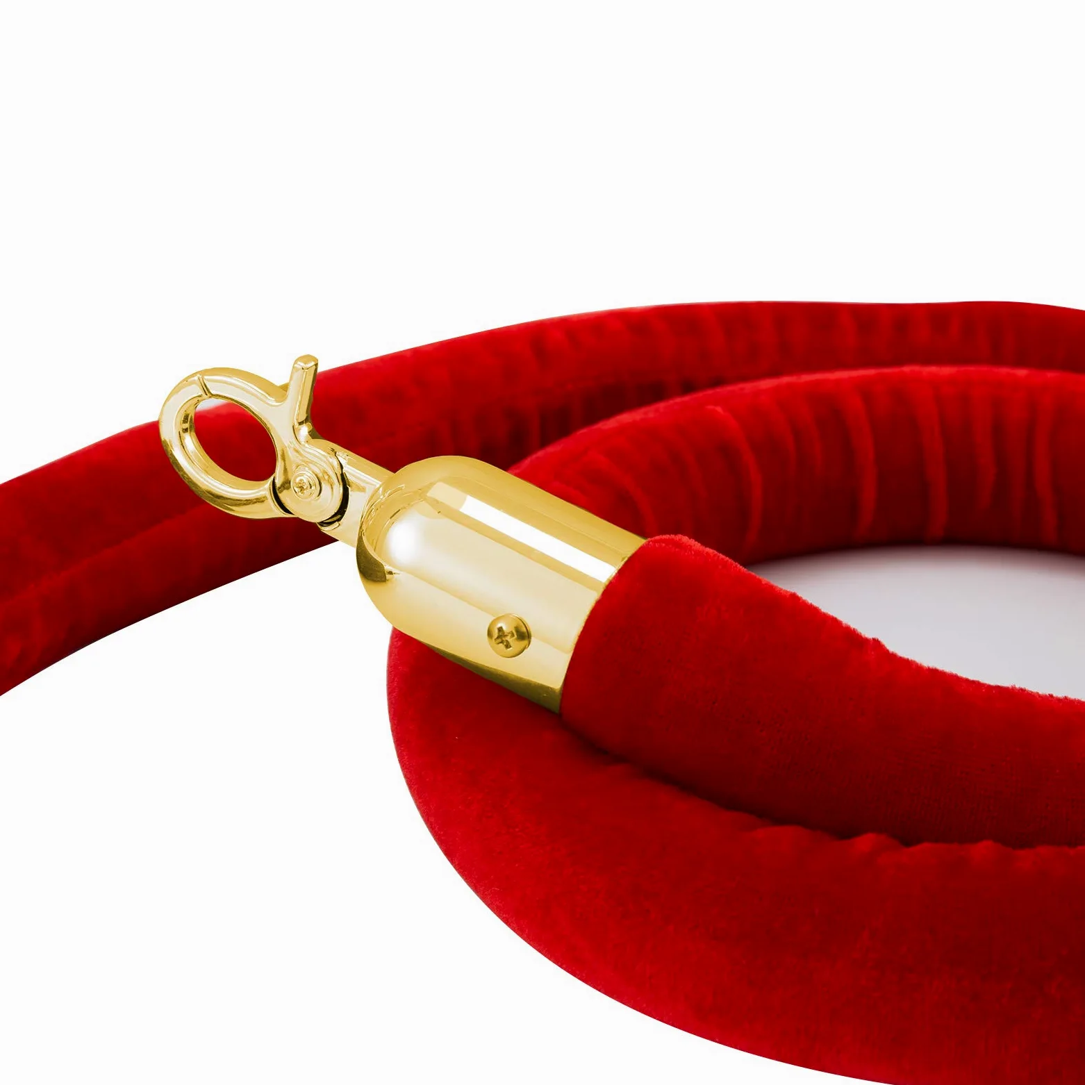Transenne Eliminacode Paletti Delimitazione in Acciaio Inox 2 Corde di Velluto Rosso Confezione da 4 Paletti d'Oro