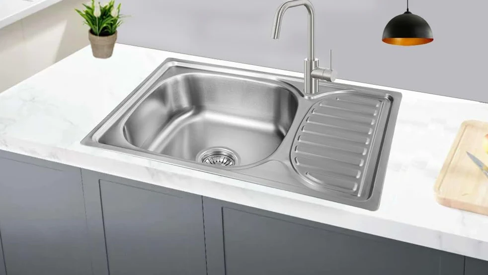 66 x 42 x 18, lavello da cucina, in acciaio inox 304, spessore del materiale: 0,8 mm, lavello, lavello, lavello da incasso, rettangolare, 1 vasca, piccola cucina (superficie inclinata a