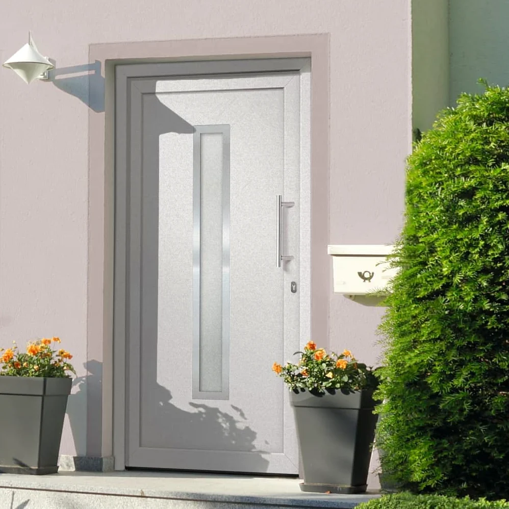 Gecheer Porta di Ingresso,Porta d'ingresso,Porta Esterna in PVC,Porta in PVC per Negozio, Balcone, casa,Portoncino Ingresso Esterno,Portone blindato,Bianca 98x190 cm