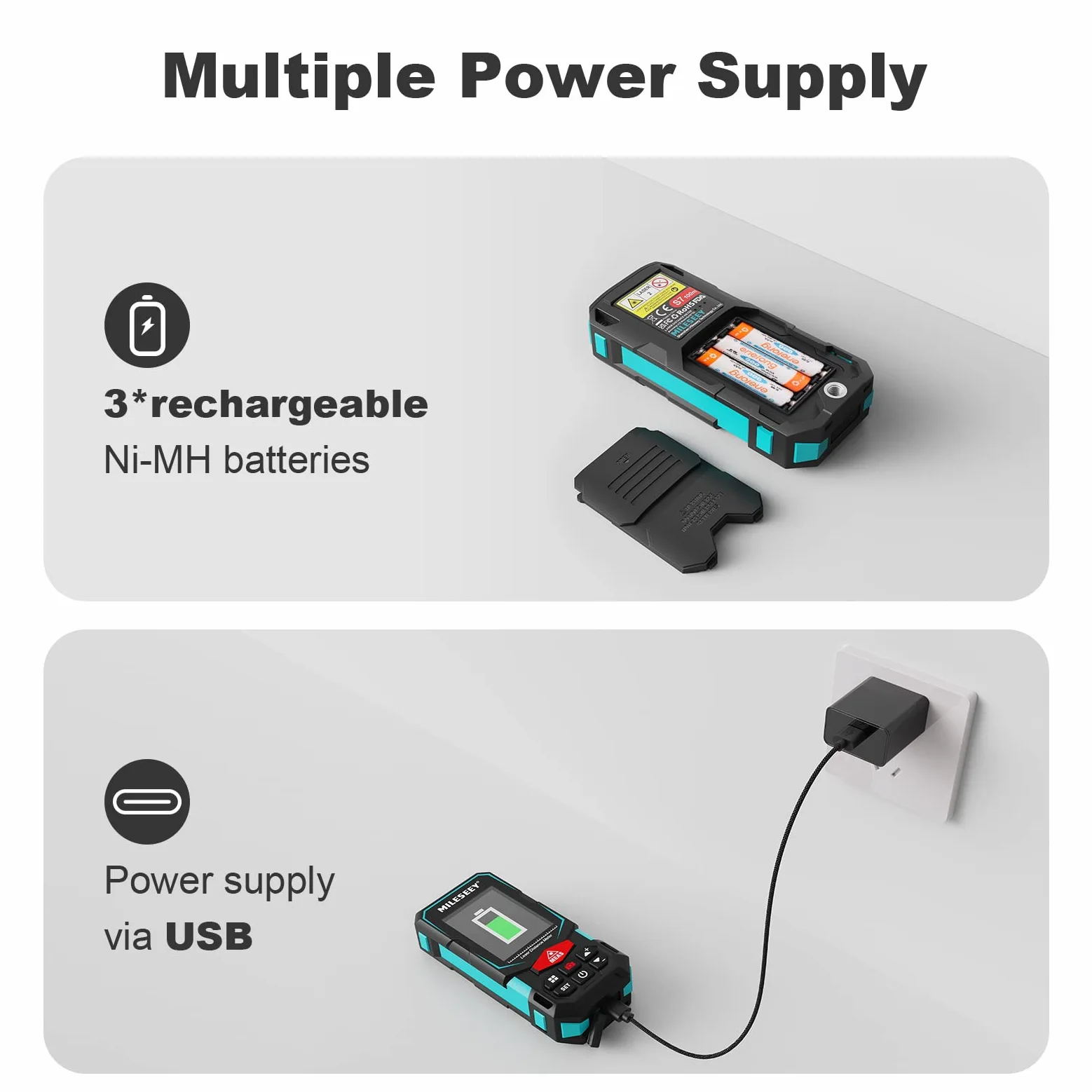MiLESEEY Telemetro Laser S7, Fotocamera Integrata, Fino a 100 m, Tecnologia P2P, Batteria Ricaricabile AAA, IP65, Metro Laser Professionale Multifunzionale