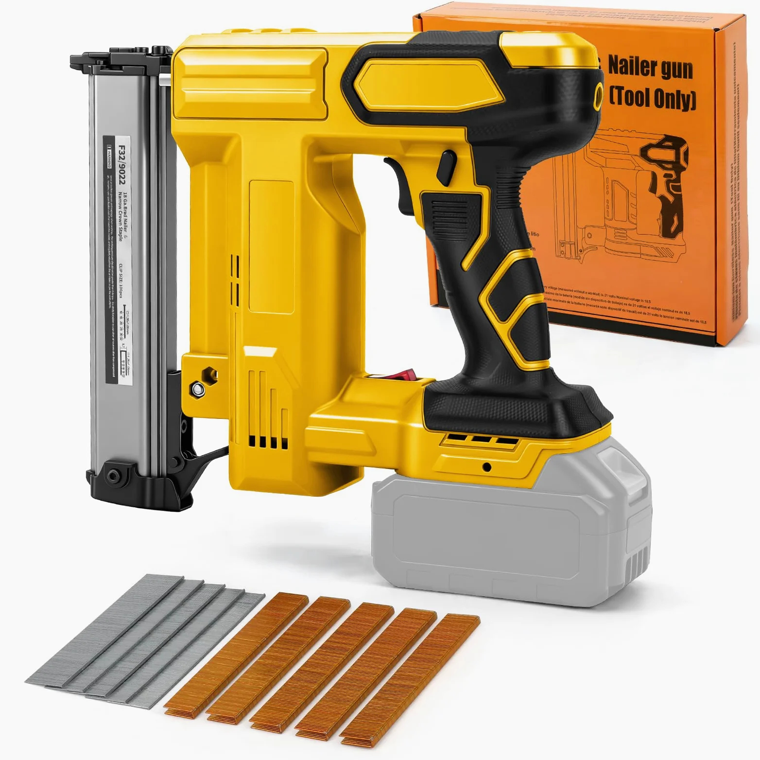 WingFly Pistola per Unghie a Batteria Compatibile con Dewalt 18 V, 20 V, Chiodatrice Professionale a Batteria con 1000 Chiodi, Pistola Elettrica per Progetti Fai Da Te in mobili, Falegnameria