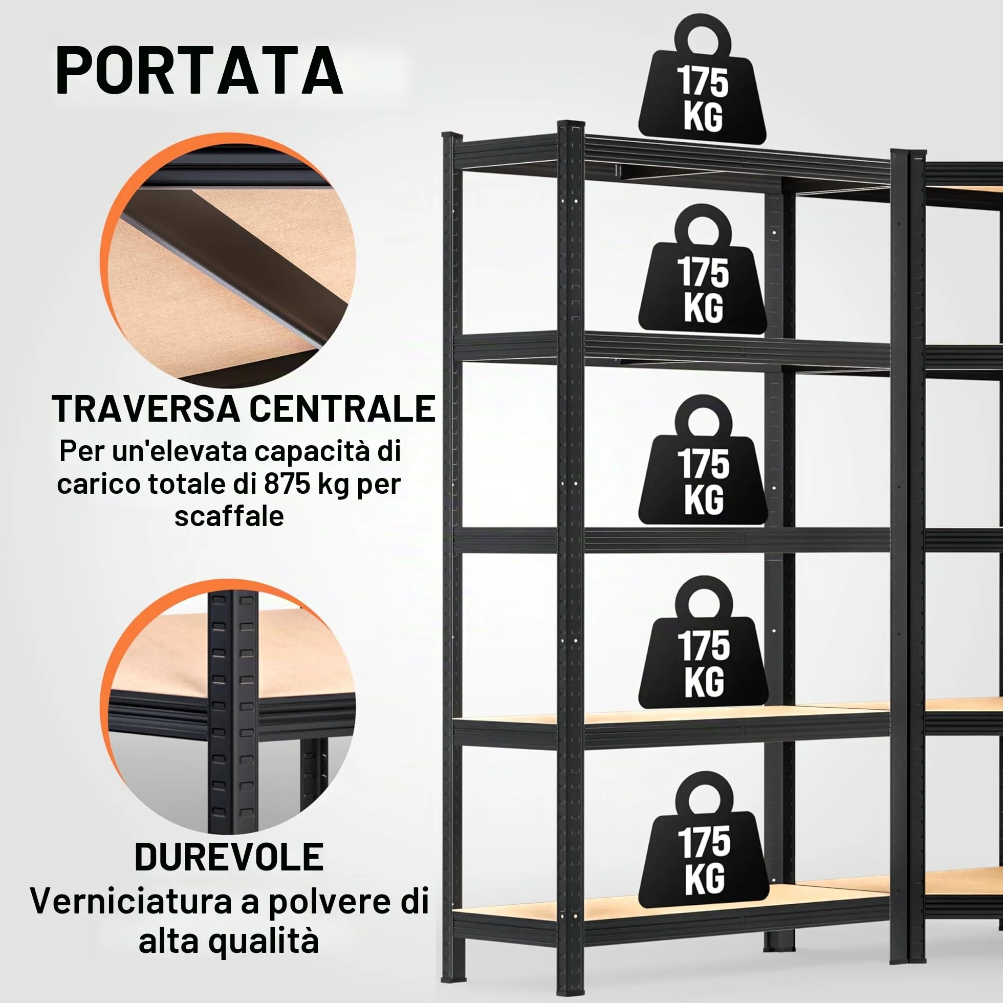 Monzana® Scaffale Angolare Metallo 2625kg 15 Ripiani MDF Scaffalatura Metallica Scaffale Alta Portata Angolo Scaffali