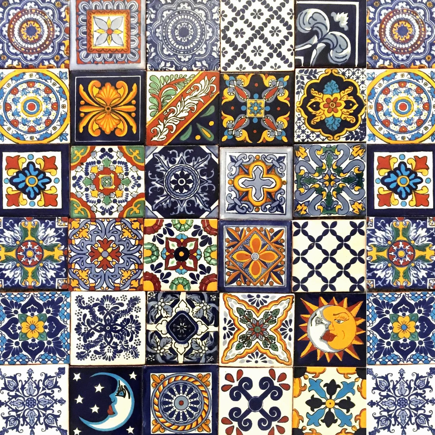 Cerames Piastrelle Mosaico Messicane Horacio – 30 ceramiche mattonelle messicane decorative per bagno, doccia, scale, parete posteriore della cucina | Tessere mosaico ceramica 10,5x10,5 cm